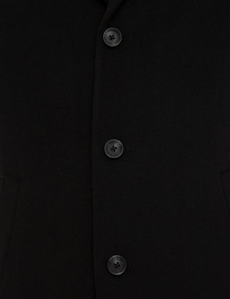 Siyah Ex. Slim Fit Kaşe Kaban - 50230243045