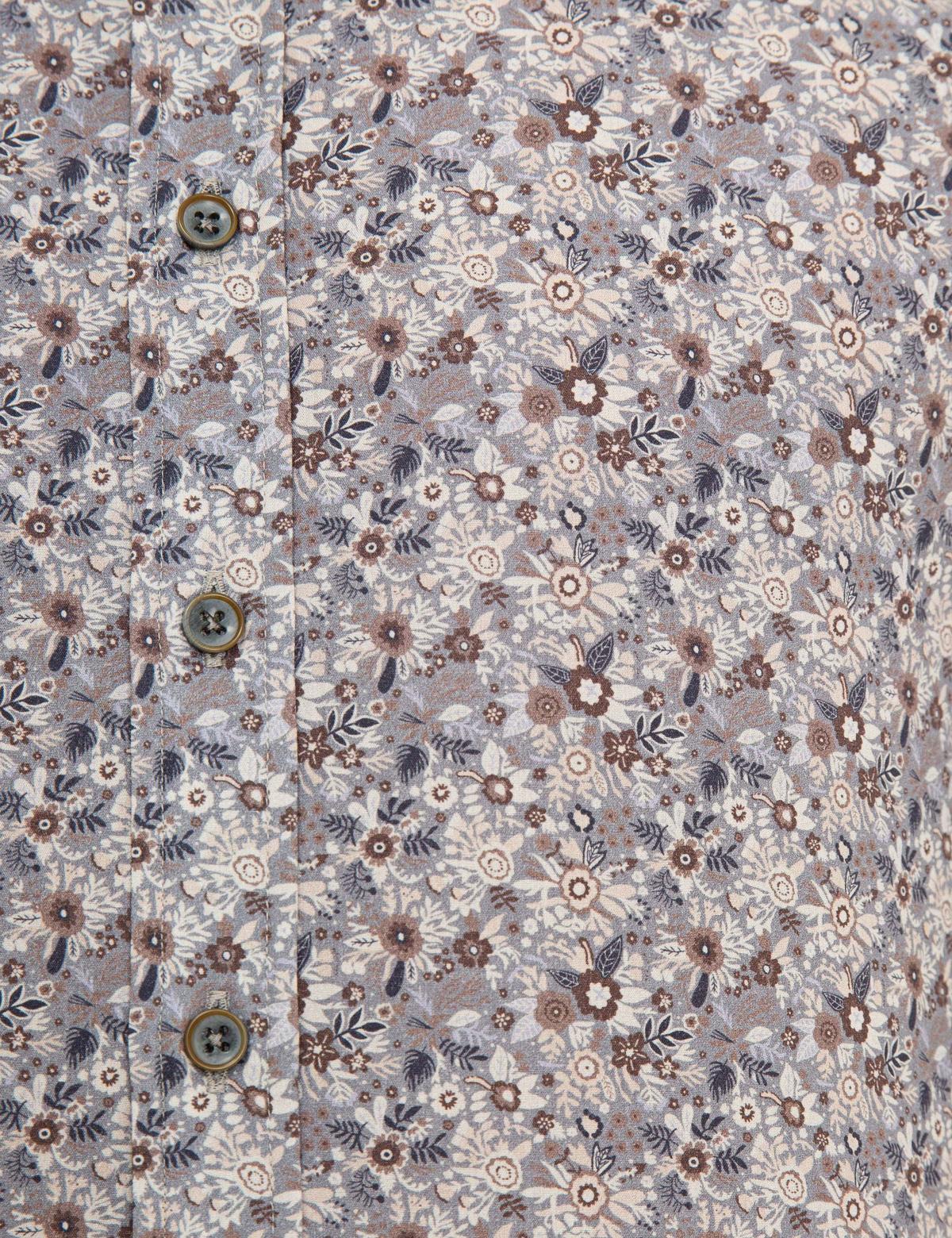 Gri Slim Fit Uzun Kollu Gömlek - 50227469002