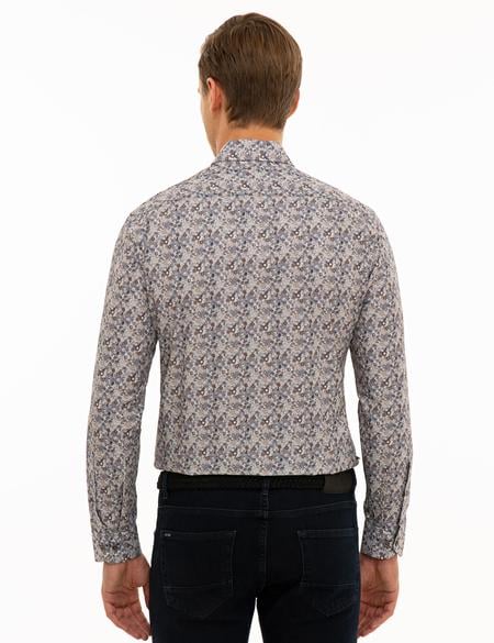 Gri Slim Fit Uzun Kollu Gömlek - 50227469002