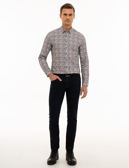 Gri Slim Fit Uzun Kollu Gömlek - 50227469002