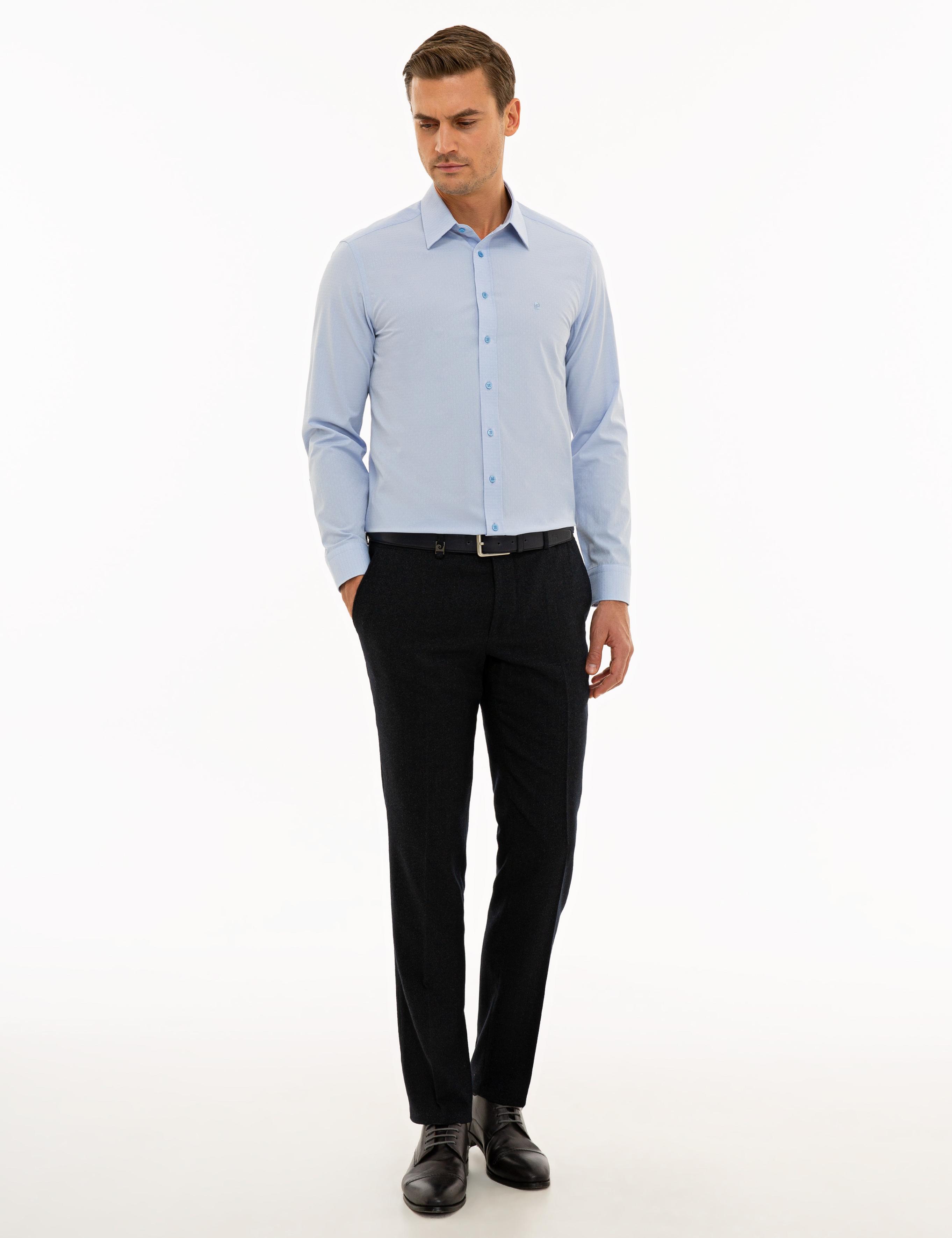 Mavi Slim Fit Armürlü Gömlek