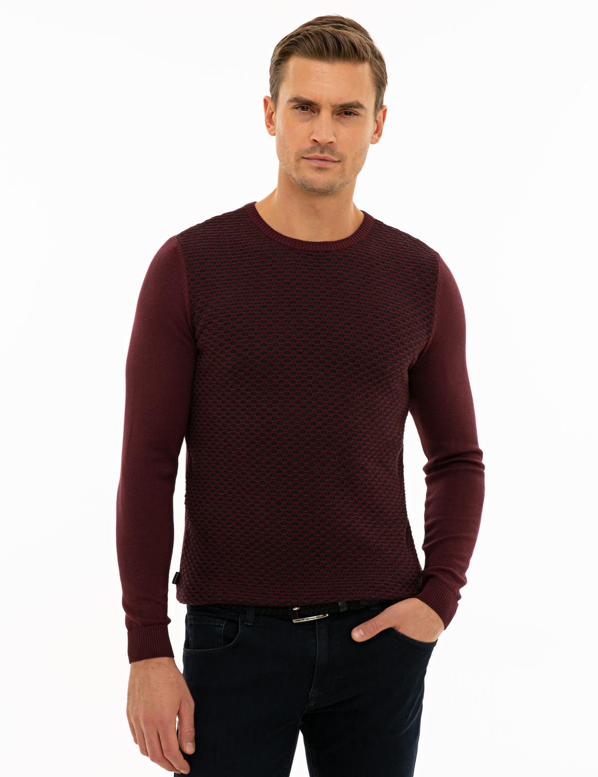 Bordo Slim Fit Triko Kazak