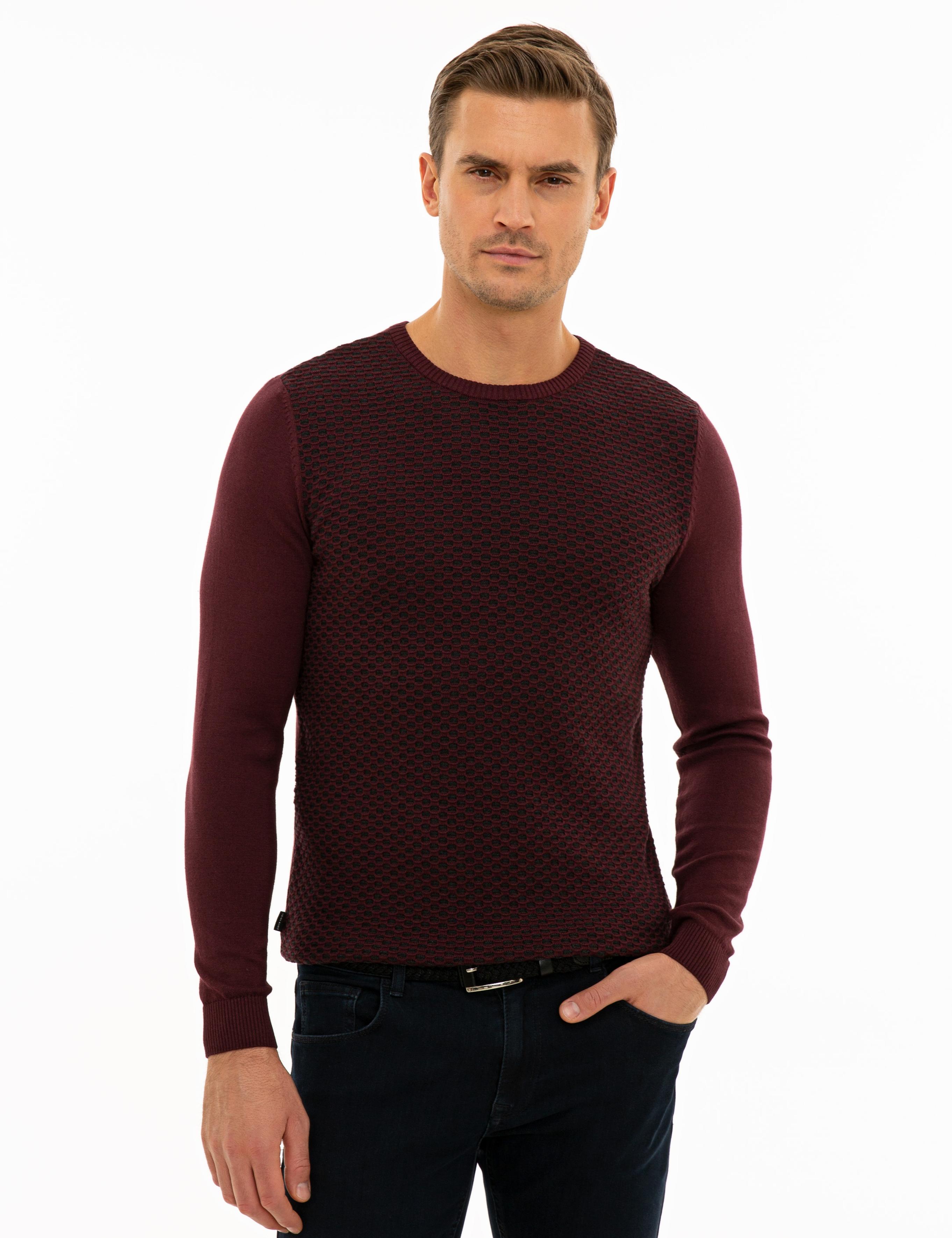 Bordo Slim Fit Triko Kazak