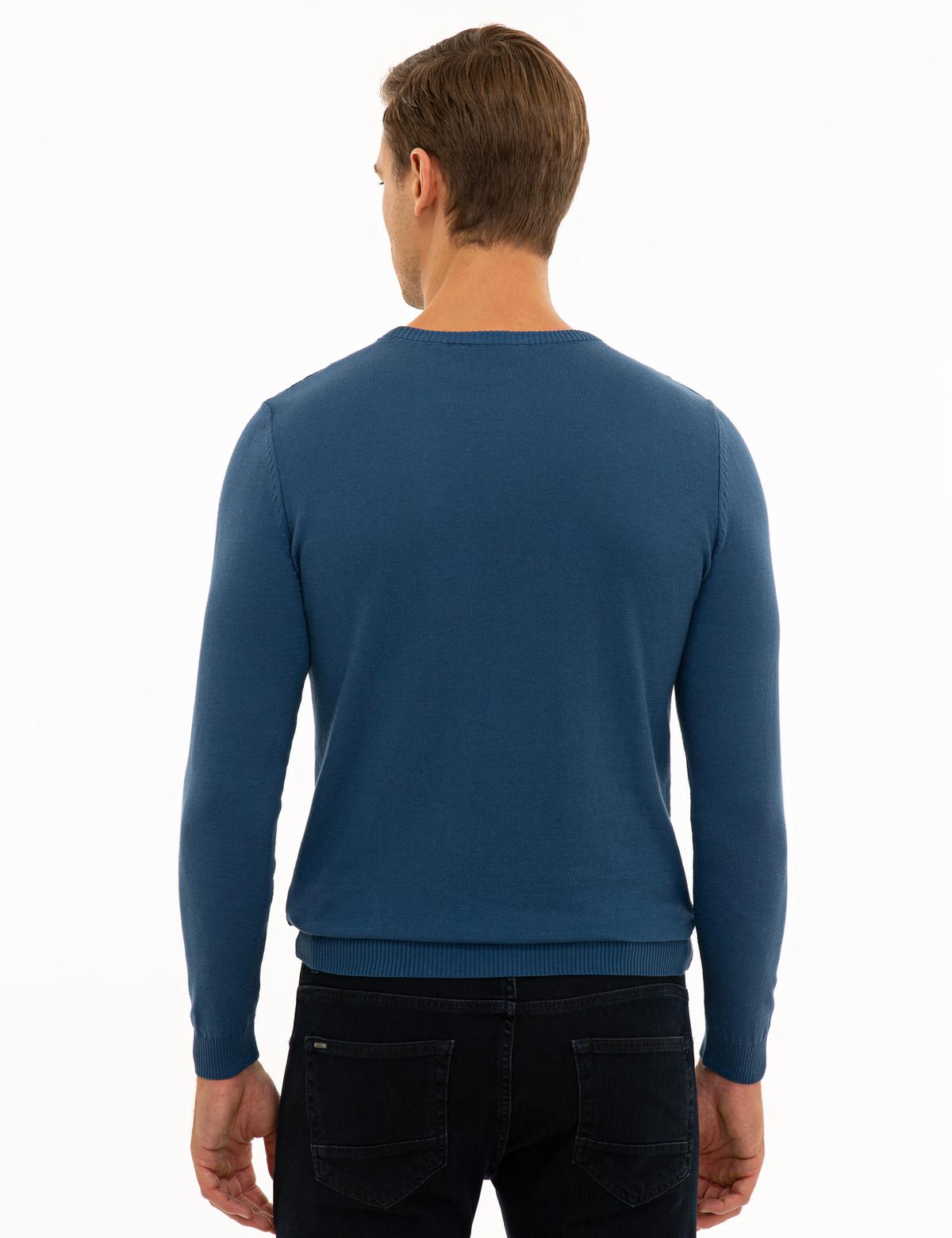 İndigo Mavi Slim Fit Triko Kazak - 50233737011