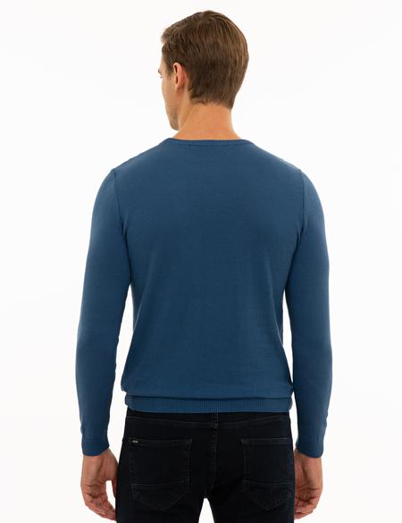 İndigo Mavi Slim Fit Triko Kazak - 50233737011