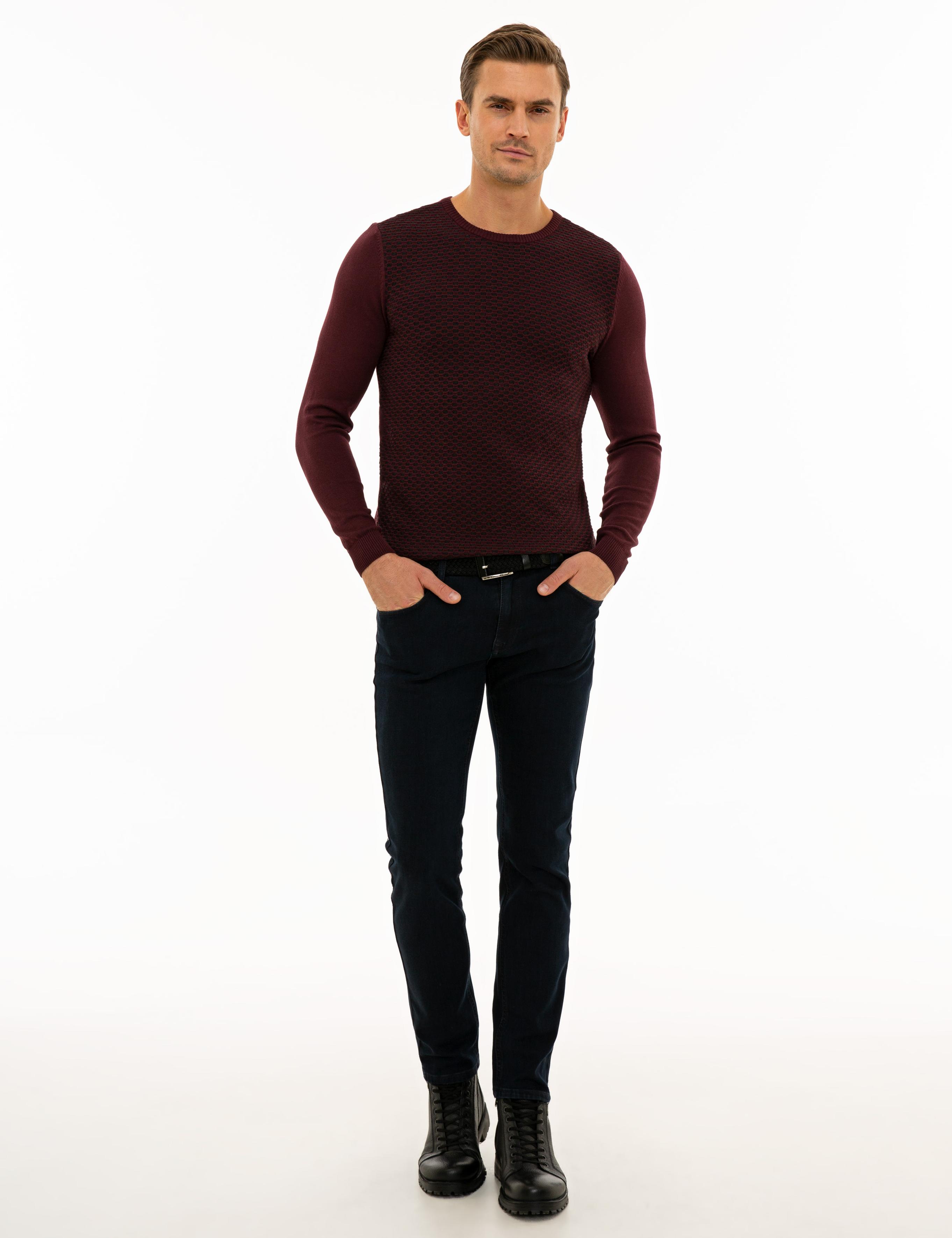 Bordo Slim Fit Triko Kazak