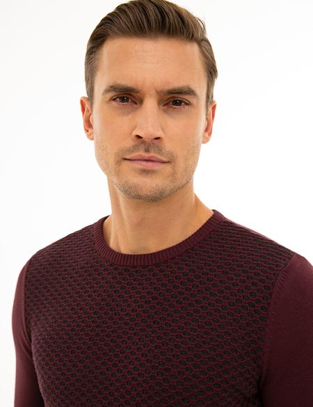 Bordo Slim Fit Triko Kazak - 50233737001