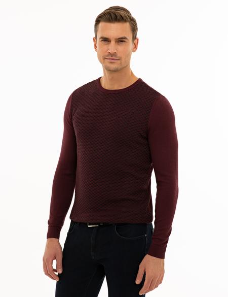 Bordo Slim Fit Triko Kazak - 50233737001