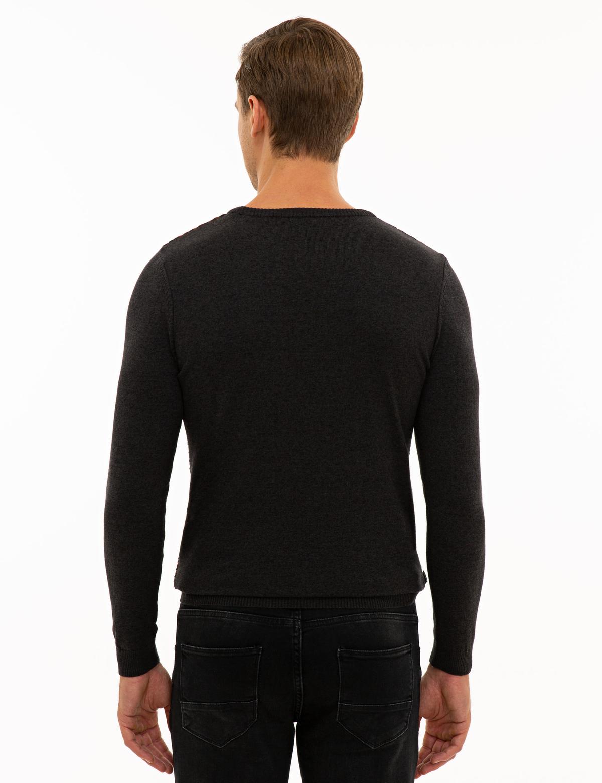 Antrasit Melanj Slim Fit Triko Kazak - 50233737021