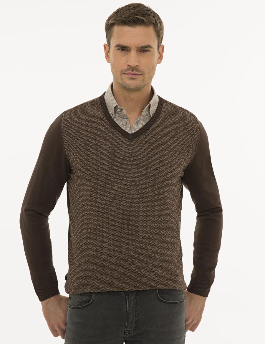 Koyu Kahverengi Slim Fit Kazak