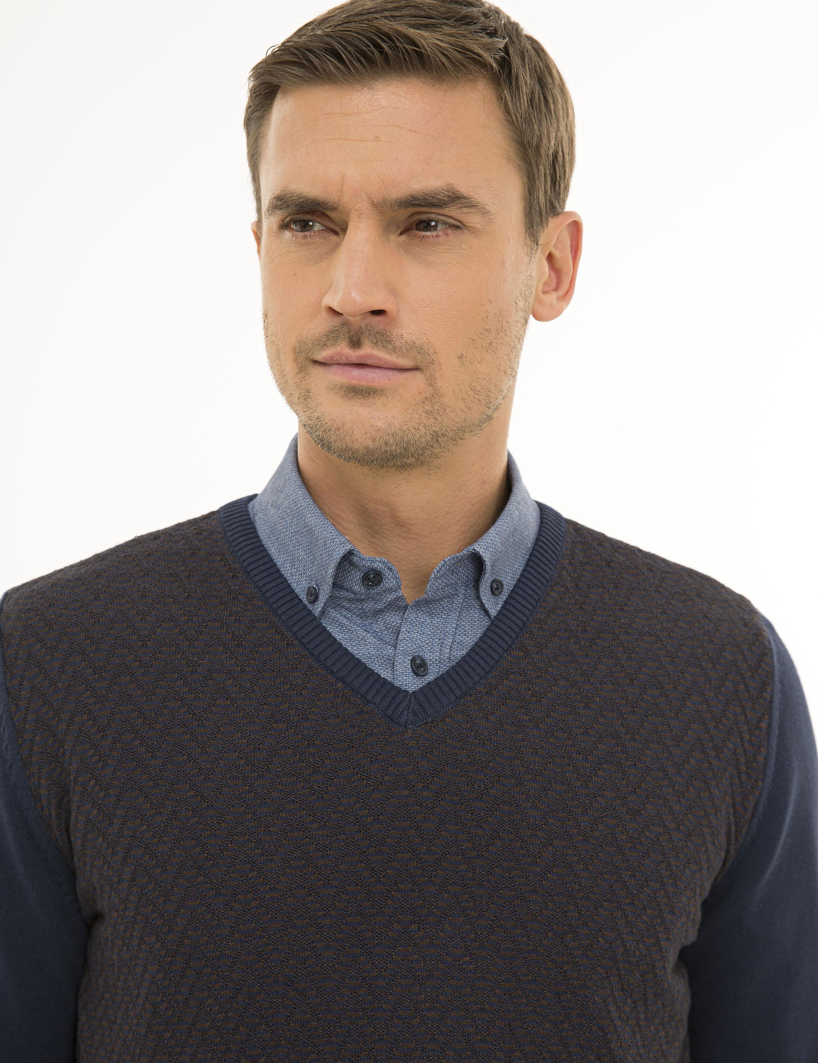 Lacivert Slim Fit Triko Kazak