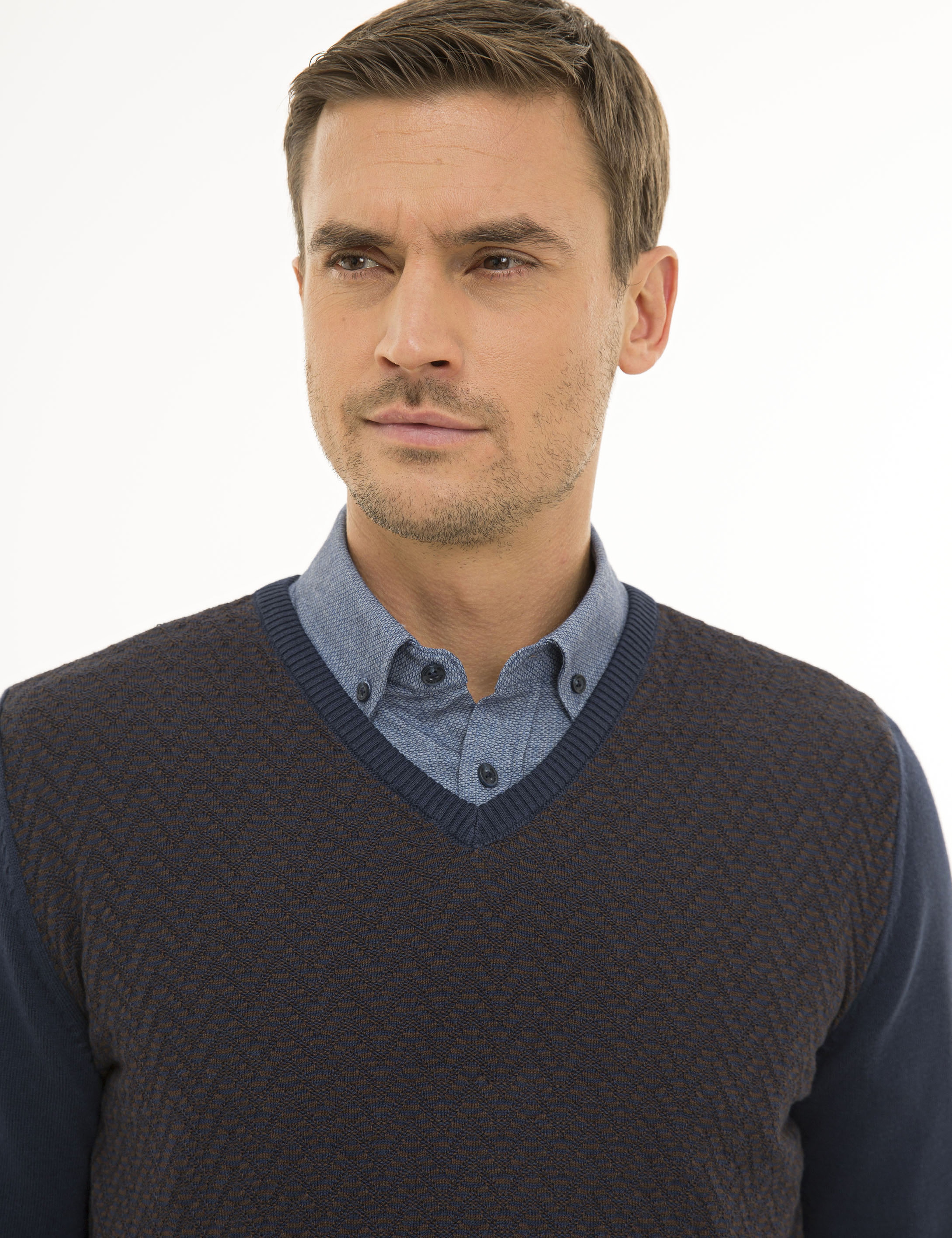 Lacivert Slim Fit Triko Kazak - Image 2