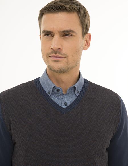 Lacivert Slim Fit Triko Kazak - 50233718007