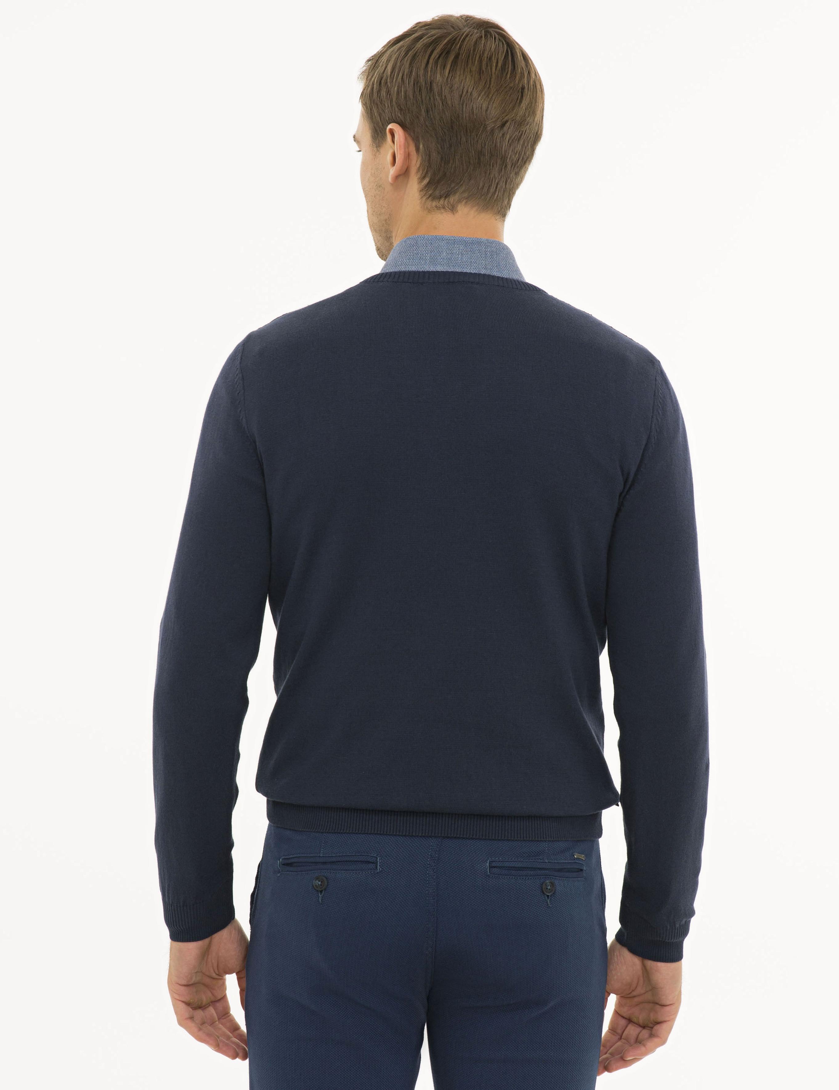 Lacivert Slim Fit Triko Kazak