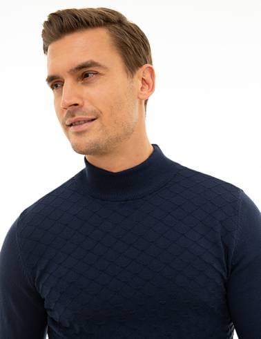 Lacivert Slim Fit Triko Kazak