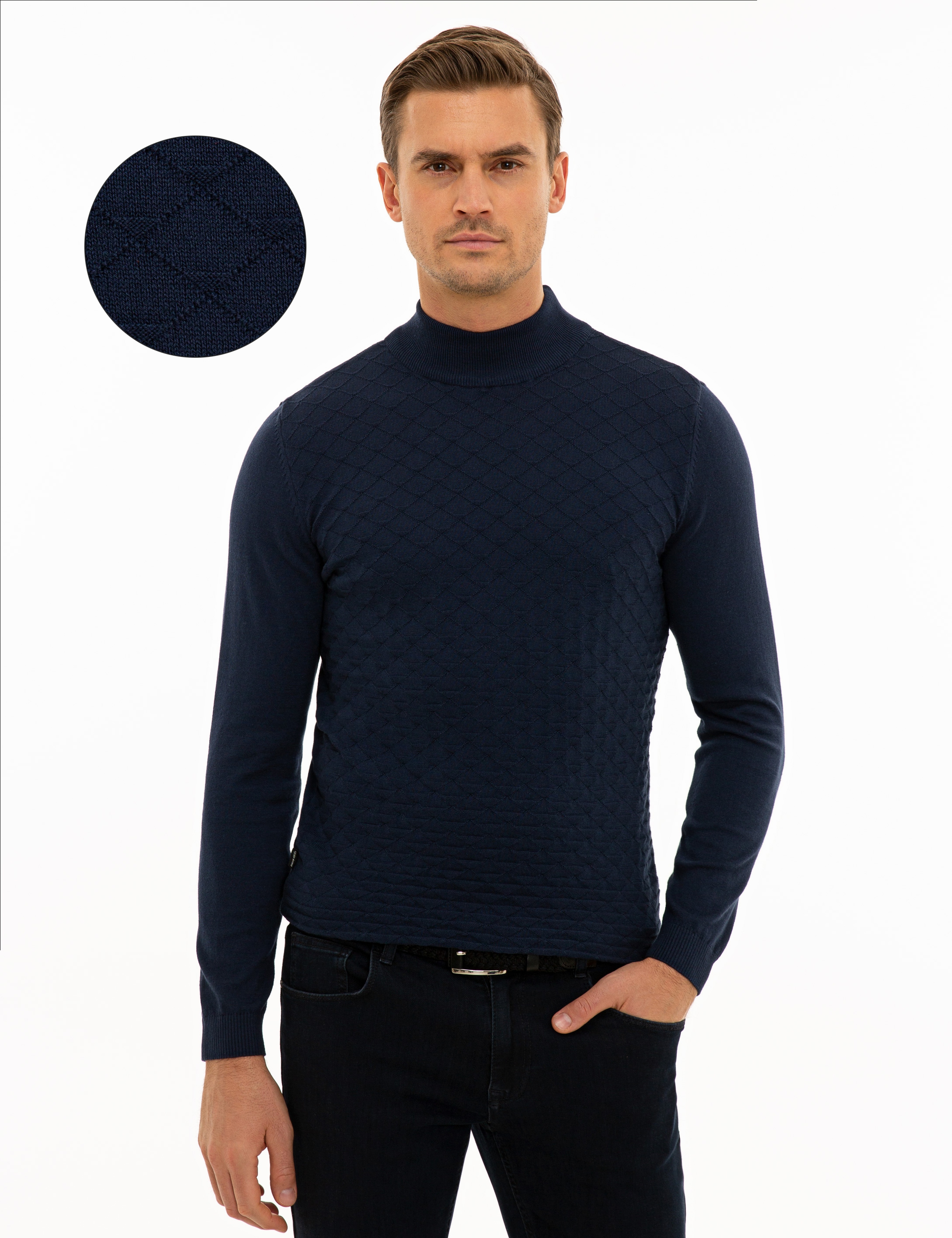 Lacivert Slim Fit Kazak - Image 1