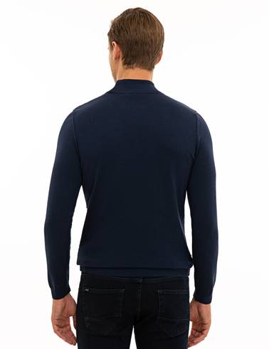 Lacivert Slim Fit Triko Kazak