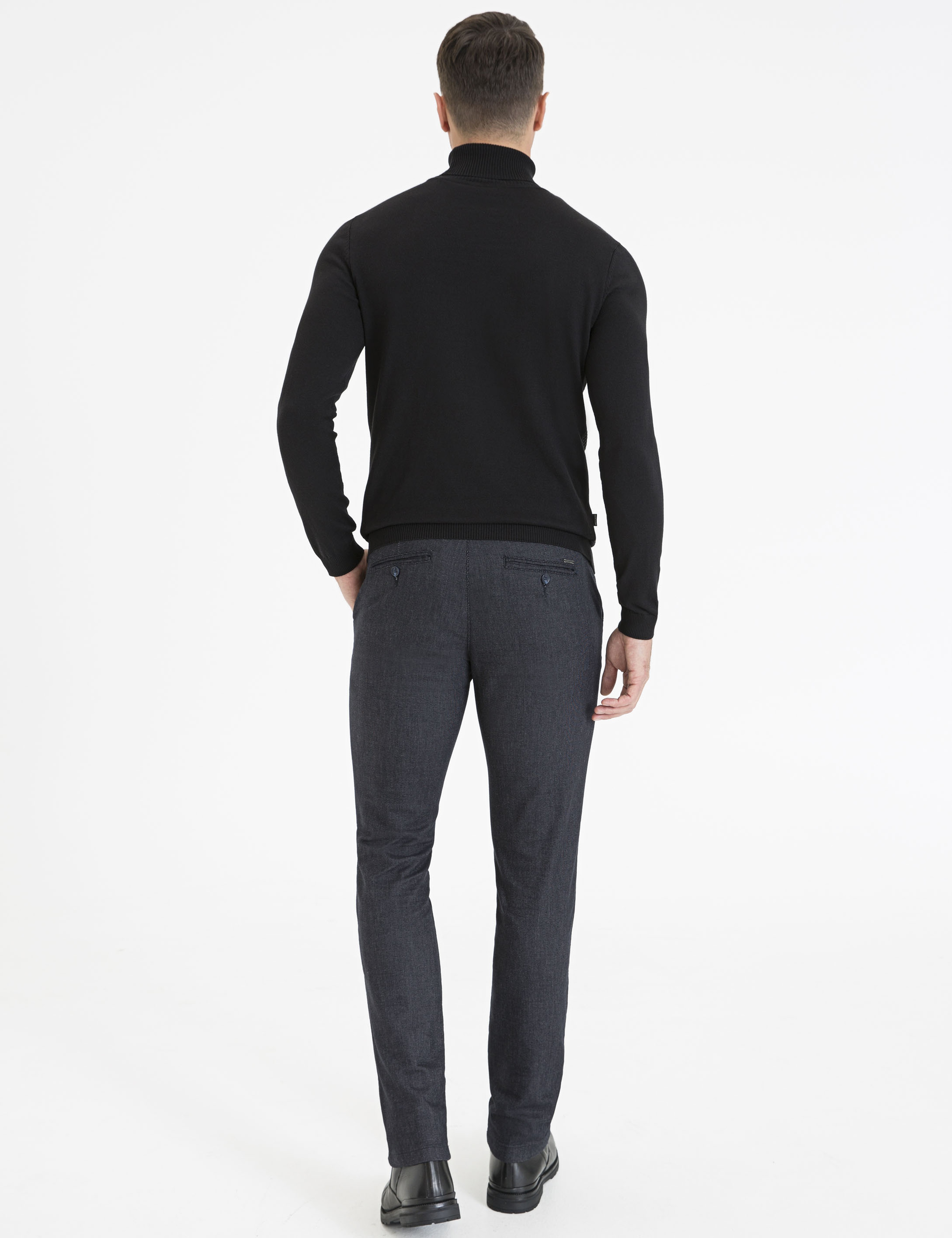 Lacivert Slim Fit Chino Pantolon - Image 3