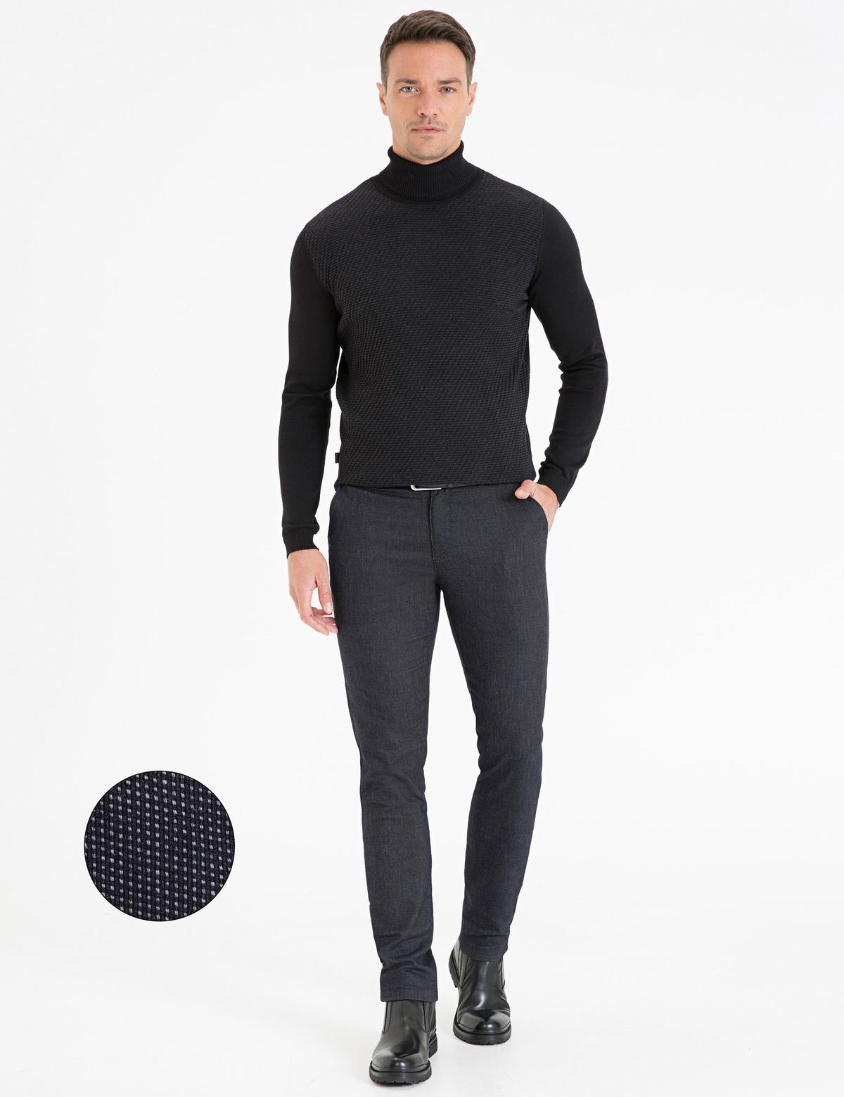 Lacivert Slim Fit Kanvas Pantolon