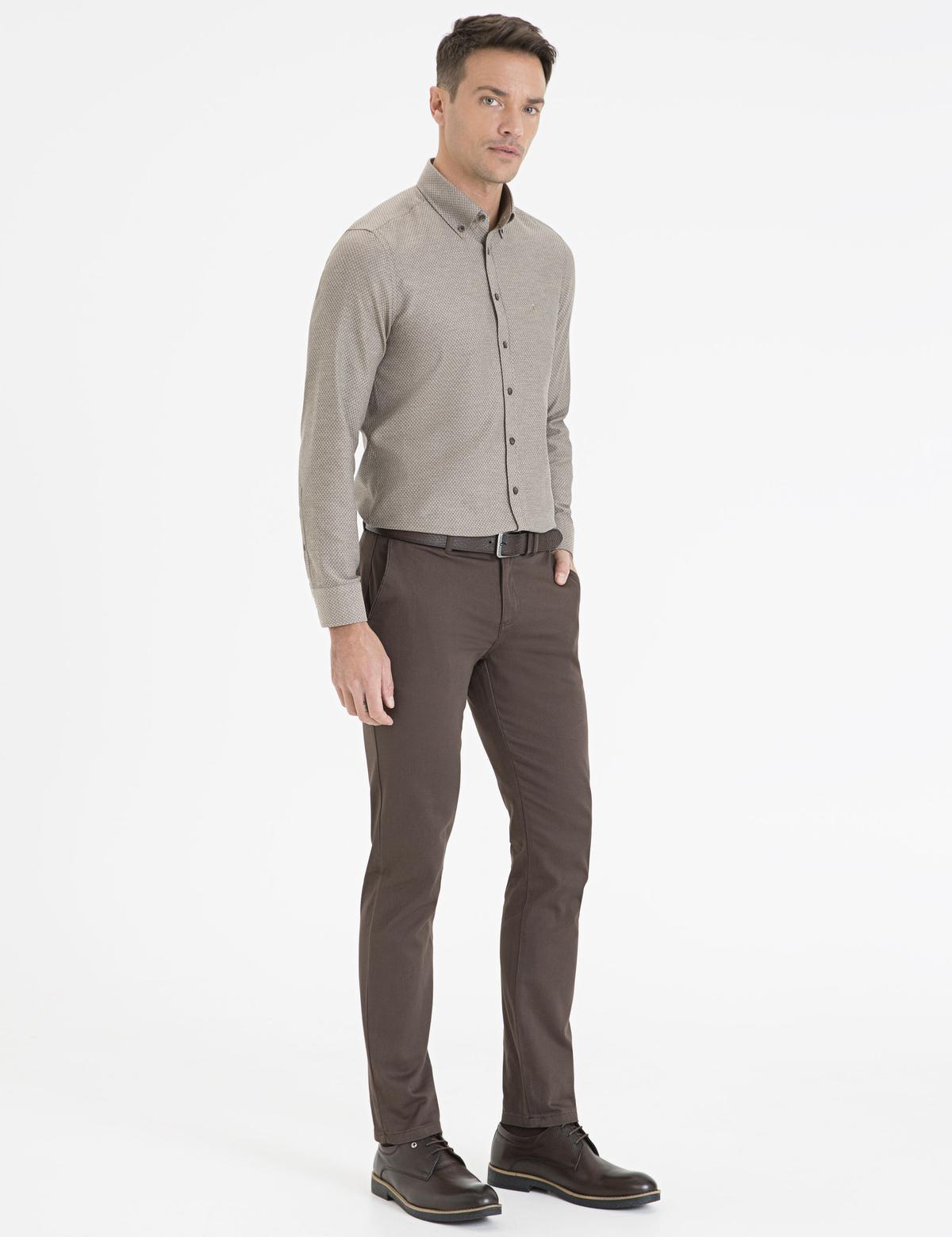 Kahverengi Slim Fit Chino Pantolon - 50234043140