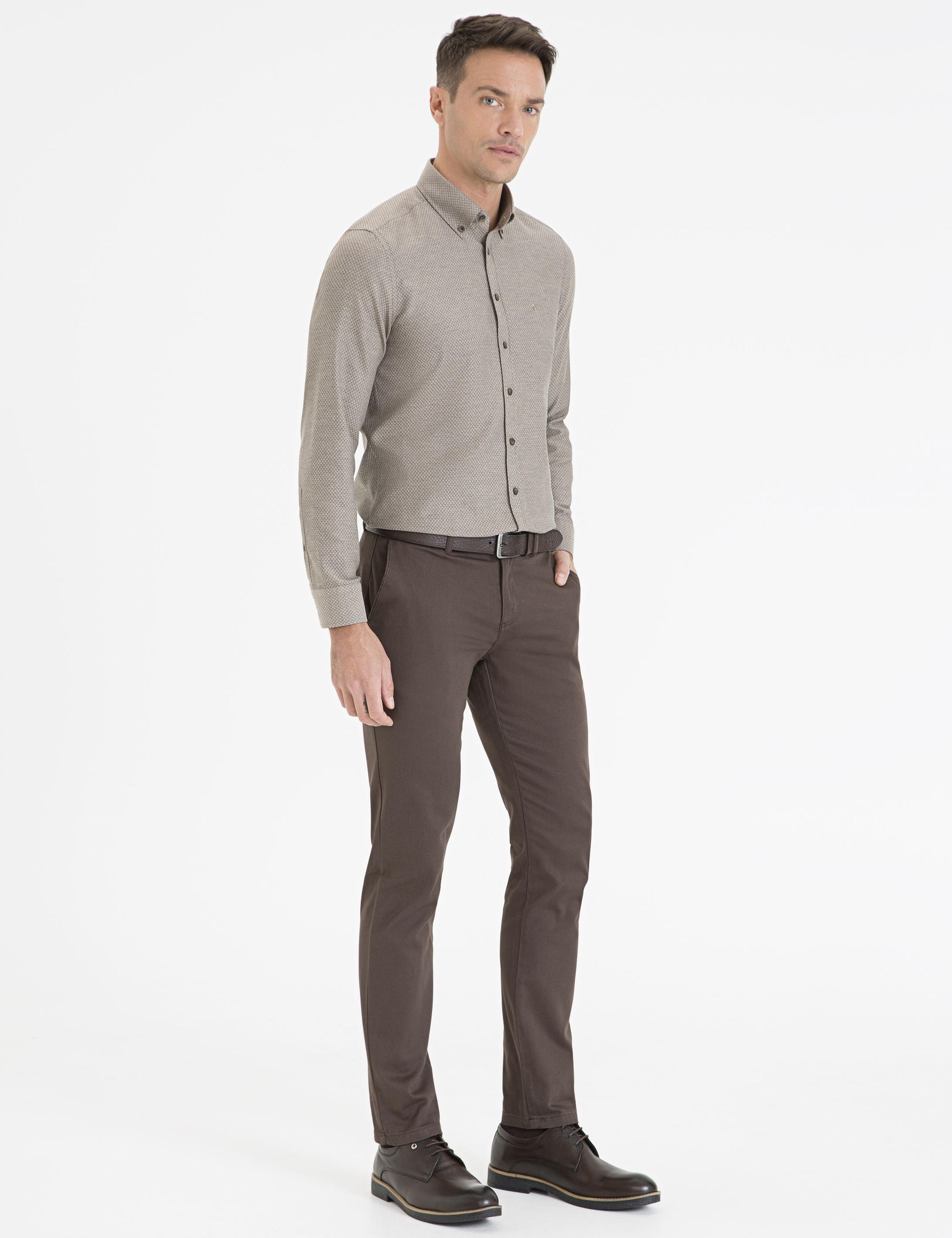 Kahverengi Slim Fit Chino Pantolon
