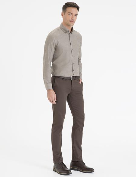 Kahverengi Slim Fit Chino Pantolon - 50234043140