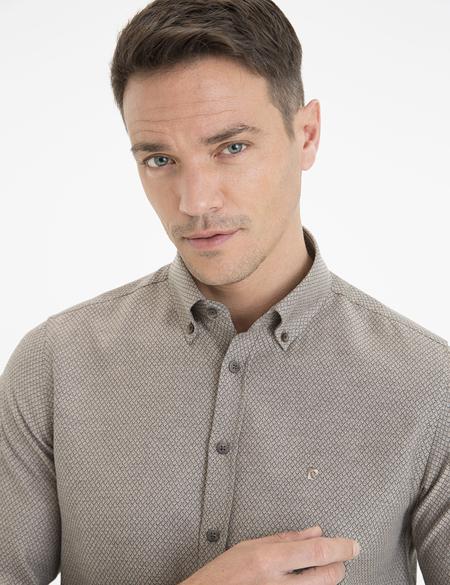 Açık Kahverengi Slim Fit Gömlek - 50233543041