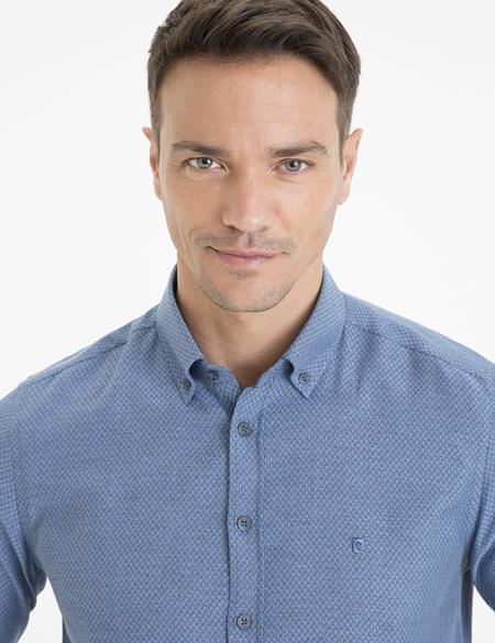 Lacivert Slim Fit Uzun Kollu Gömlek - 50233543051