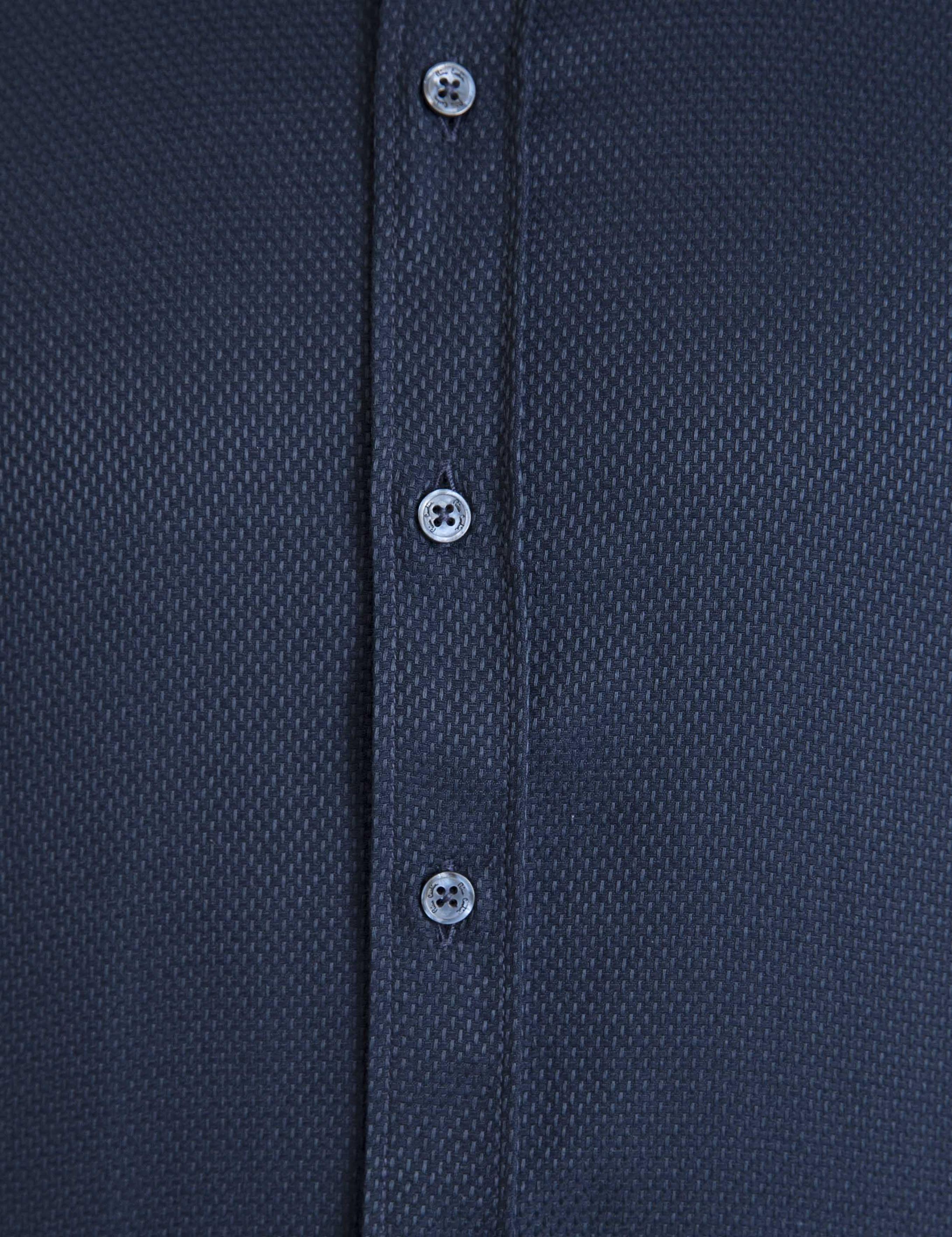 Lacivert Slim Fit Armürlü Gömlek