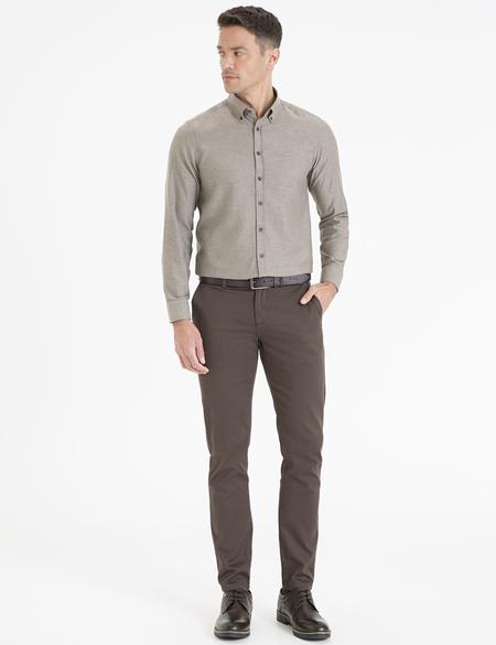 Açık Kahverengi Slim Fit Gömlek - 50233543041