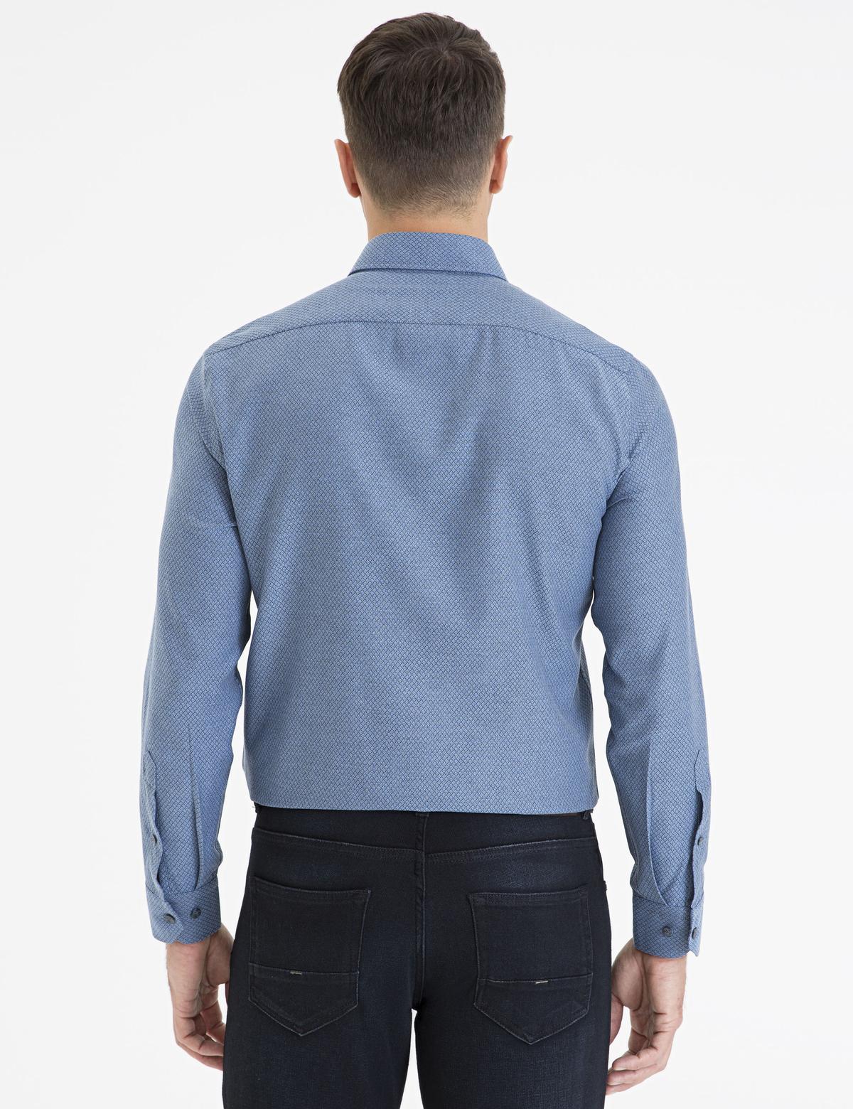 Lacivert Slim Fit Uzun Kollu Gömlek - 50233543051