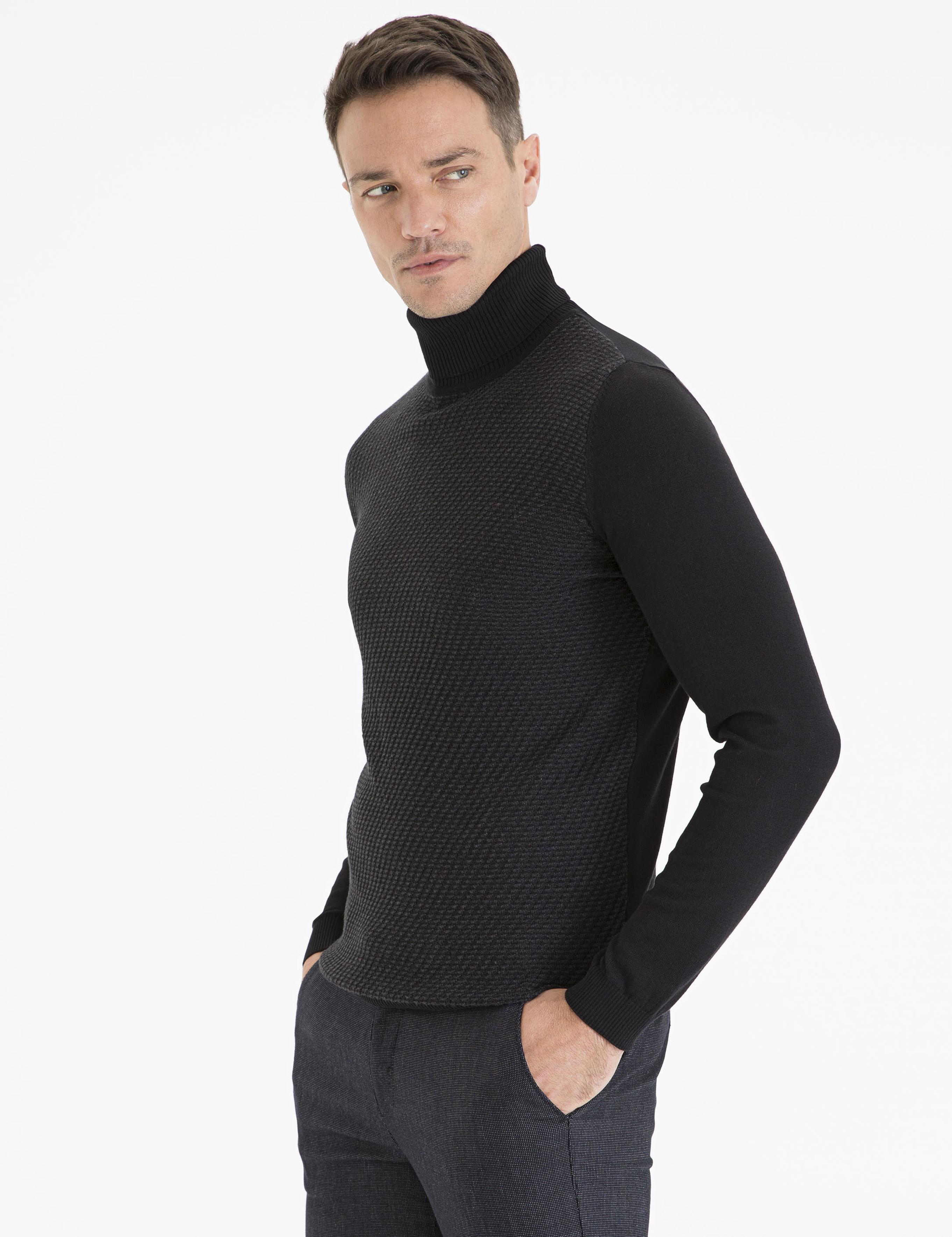 Siyah Slim Fit Triko Kazak