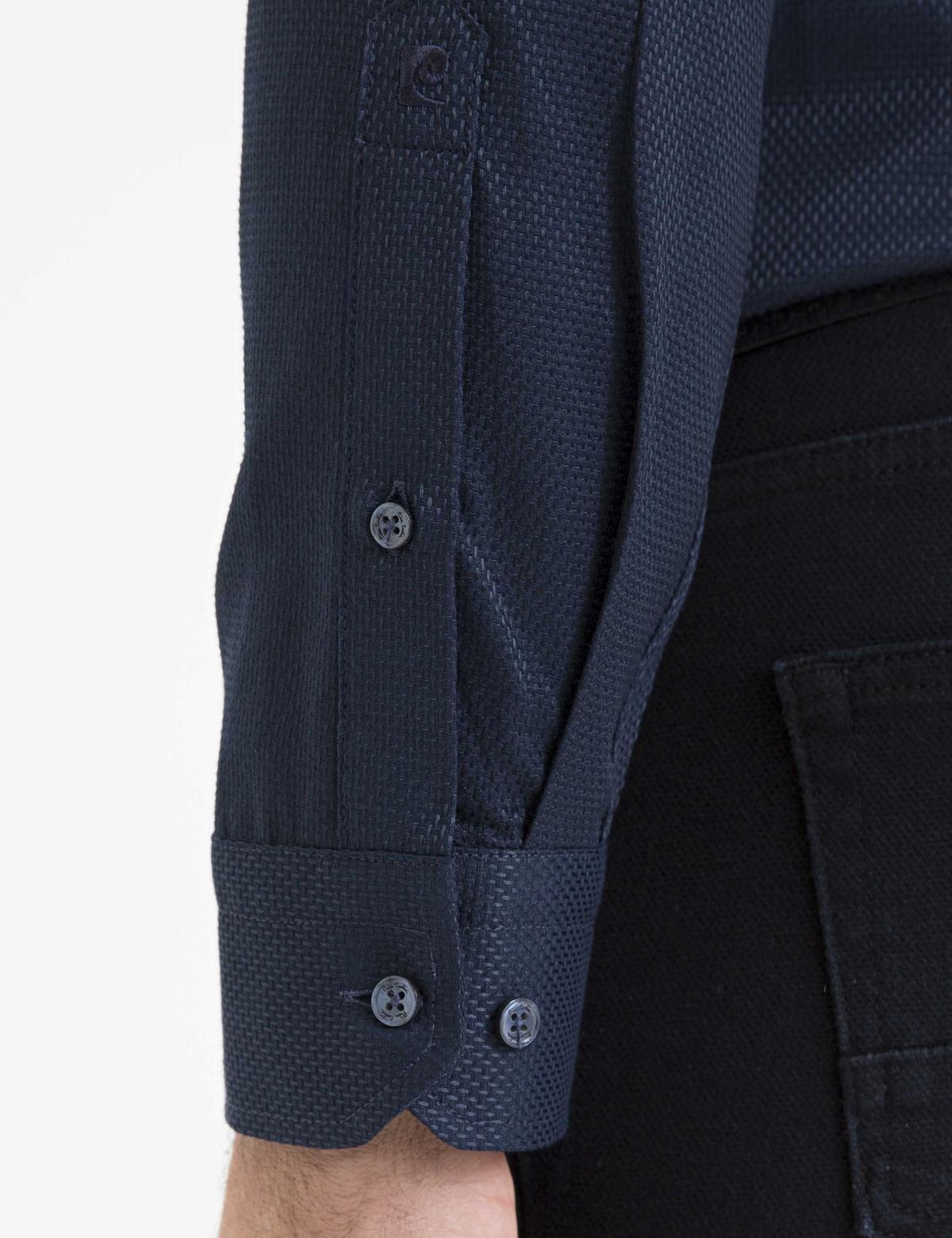 Lacivert Slim Fit Armürlü Gömlek - 50233547015