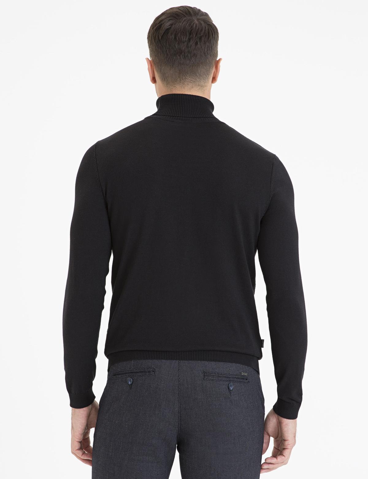 Siyah Slim Fit Triko Kazak - 50233739013