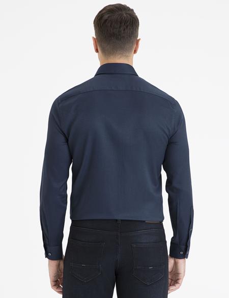 Lacivert Slim Fit Armürlü Gömlek - 50233547015