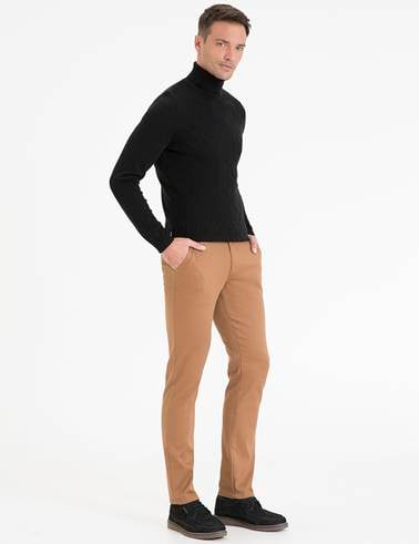 Bronz Slim Fit Kanvas Pantolon