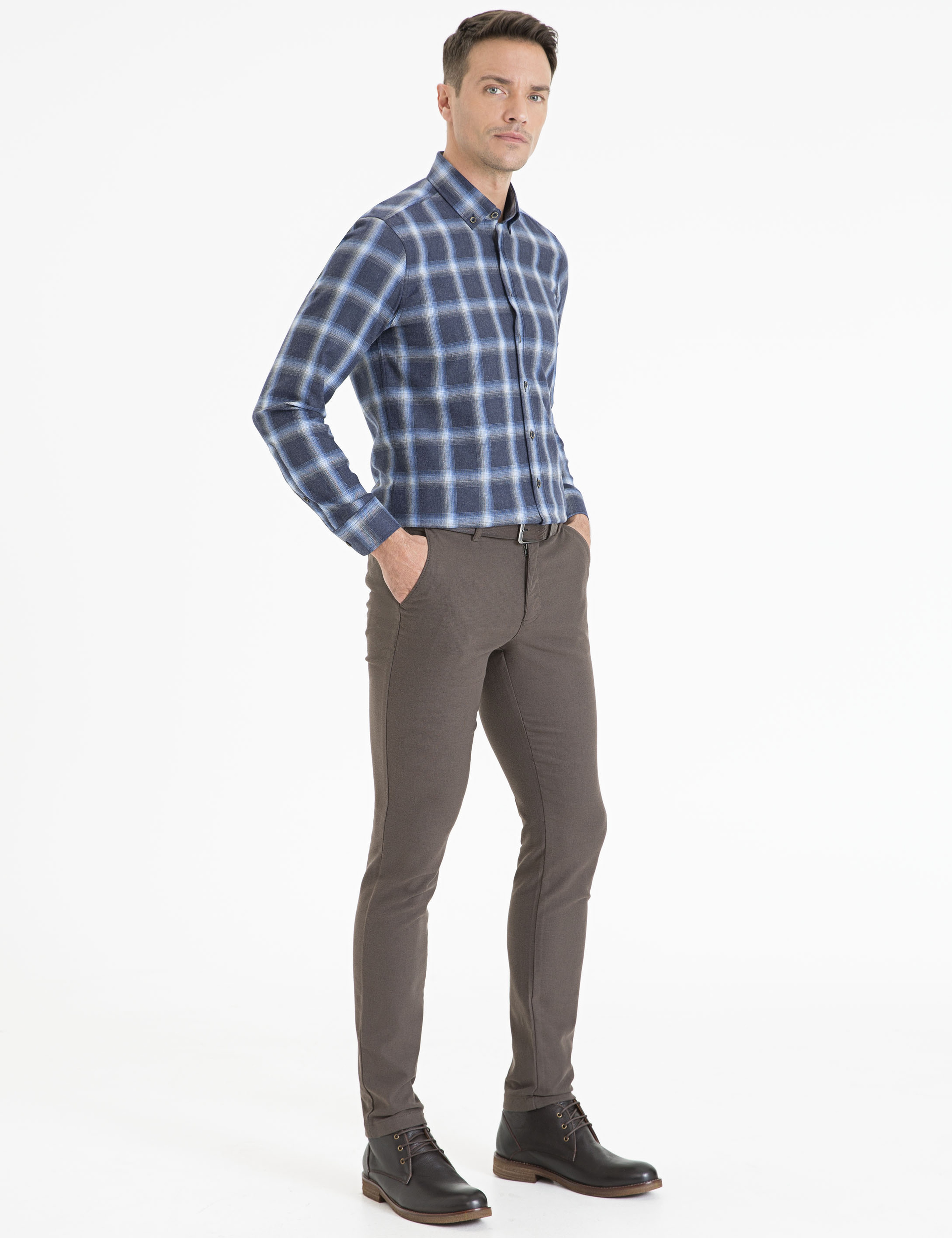 Haki Slim Fit Kanvas Pantolon - Image 2