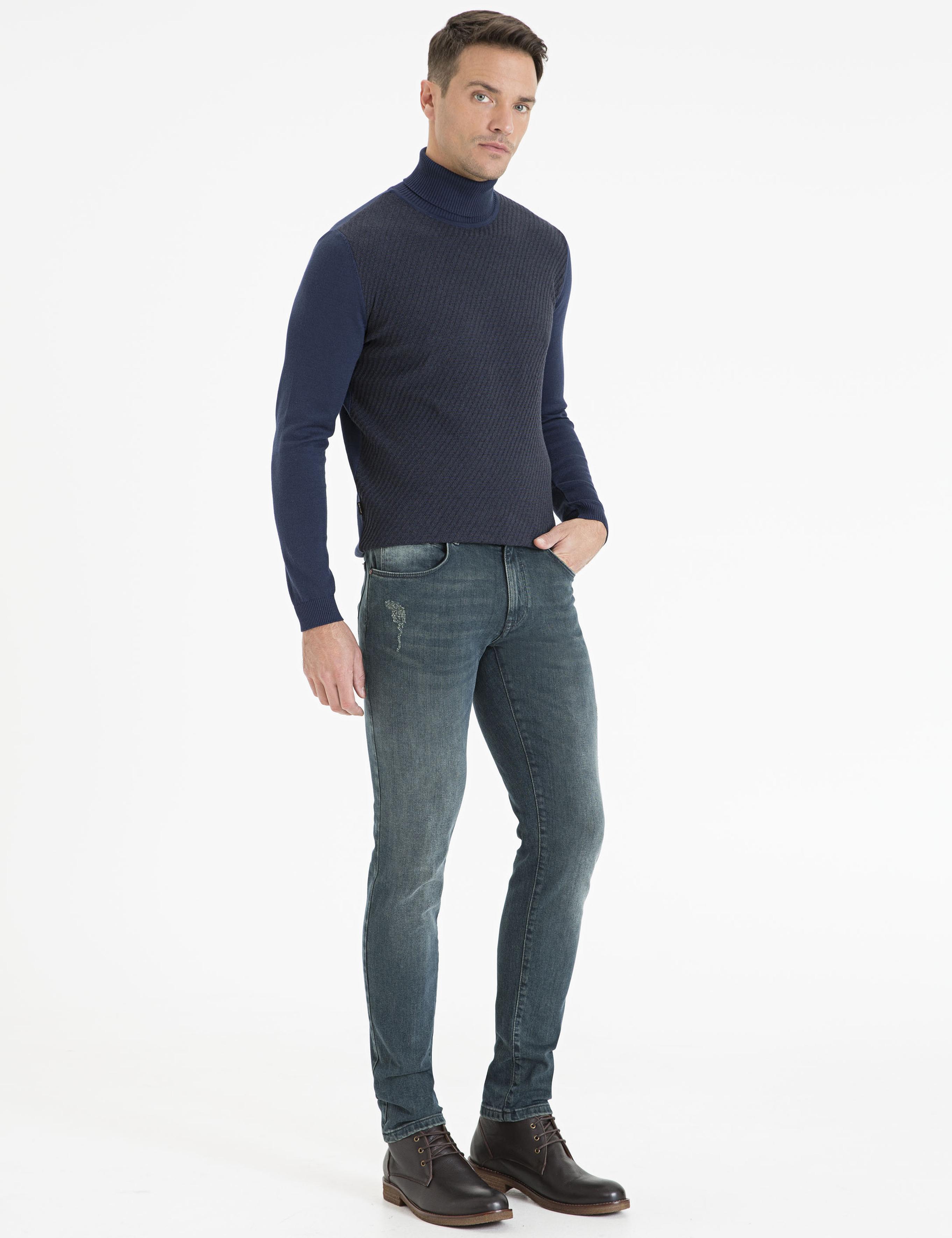 Koyu Mavi Slim Fit Denim Pantolon