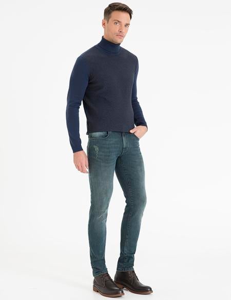 Koyu Mavi Slim Fit Denim Pantolon - 50227666051