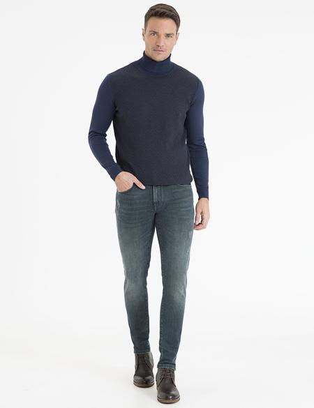 Koyu Mavi Slim Fit Denim Pantolon - 50227666051