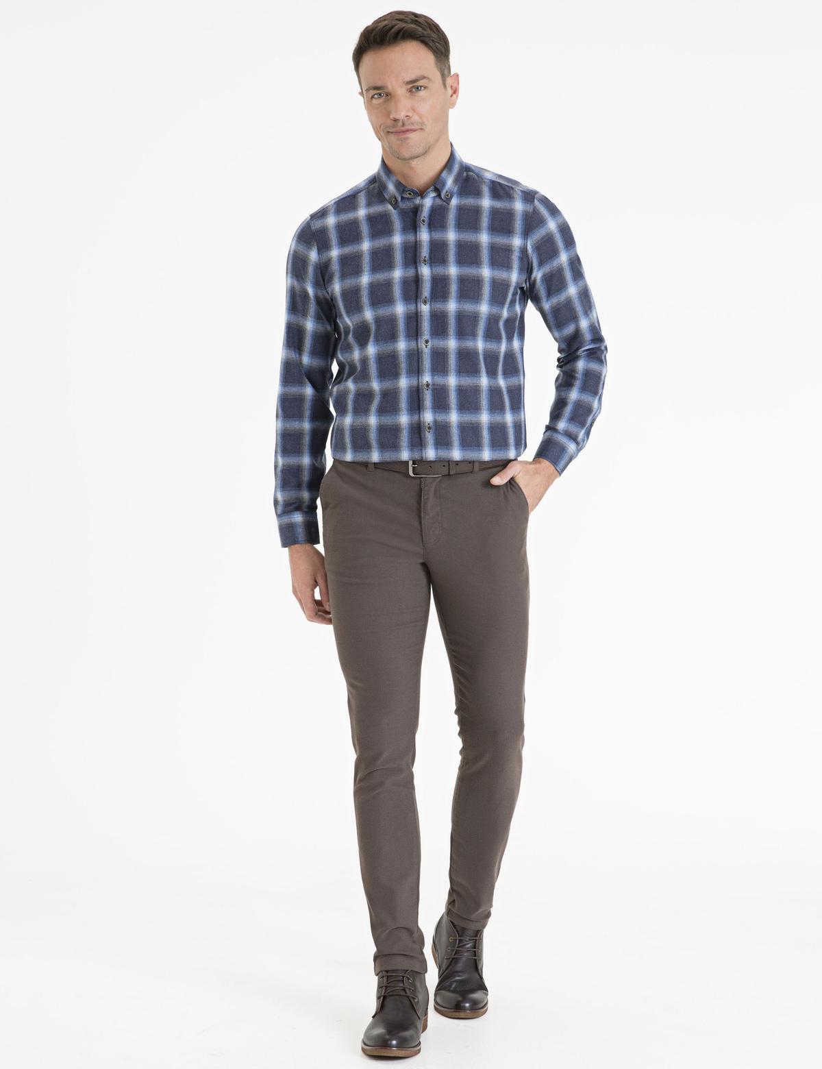 Lacivert Slim Fit Uzun Kollu Gömlek - 50230261010