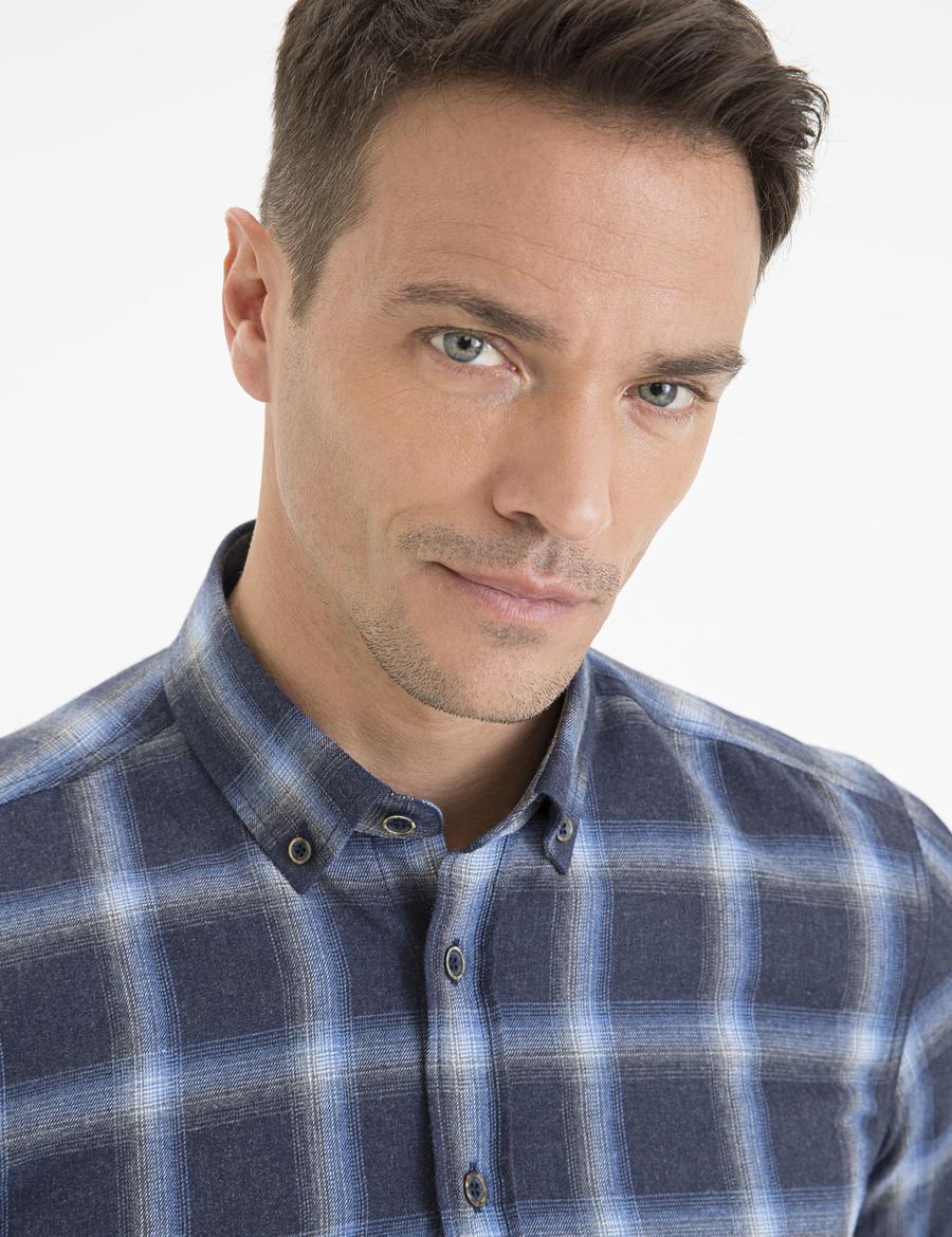 Lacivert Slim Fit Uzun Kollu Gömlek