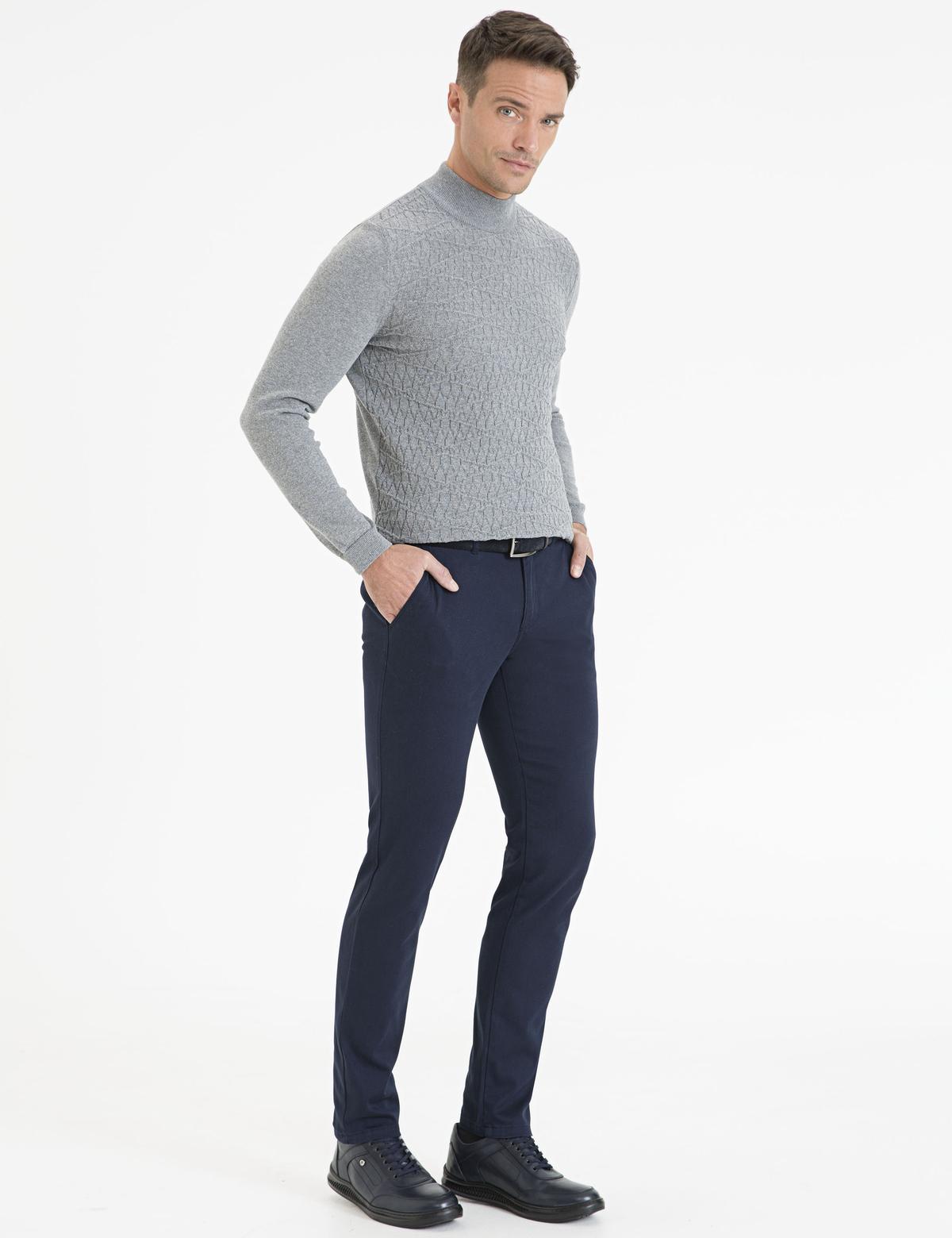 Lacivert Slim Fit Chino Pantolon - 50234043152