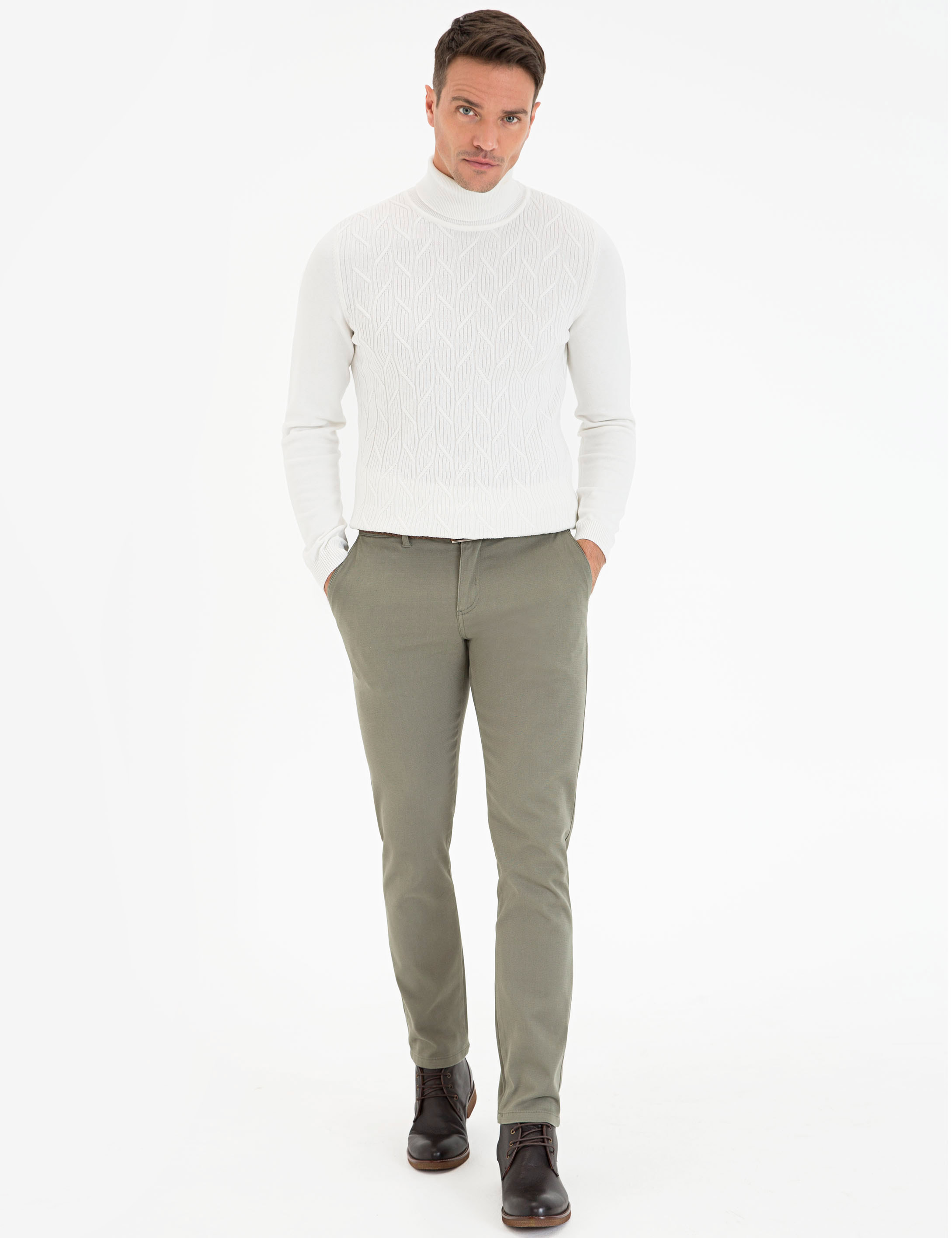 Yeşil Slim Fit Chino Pantolon
