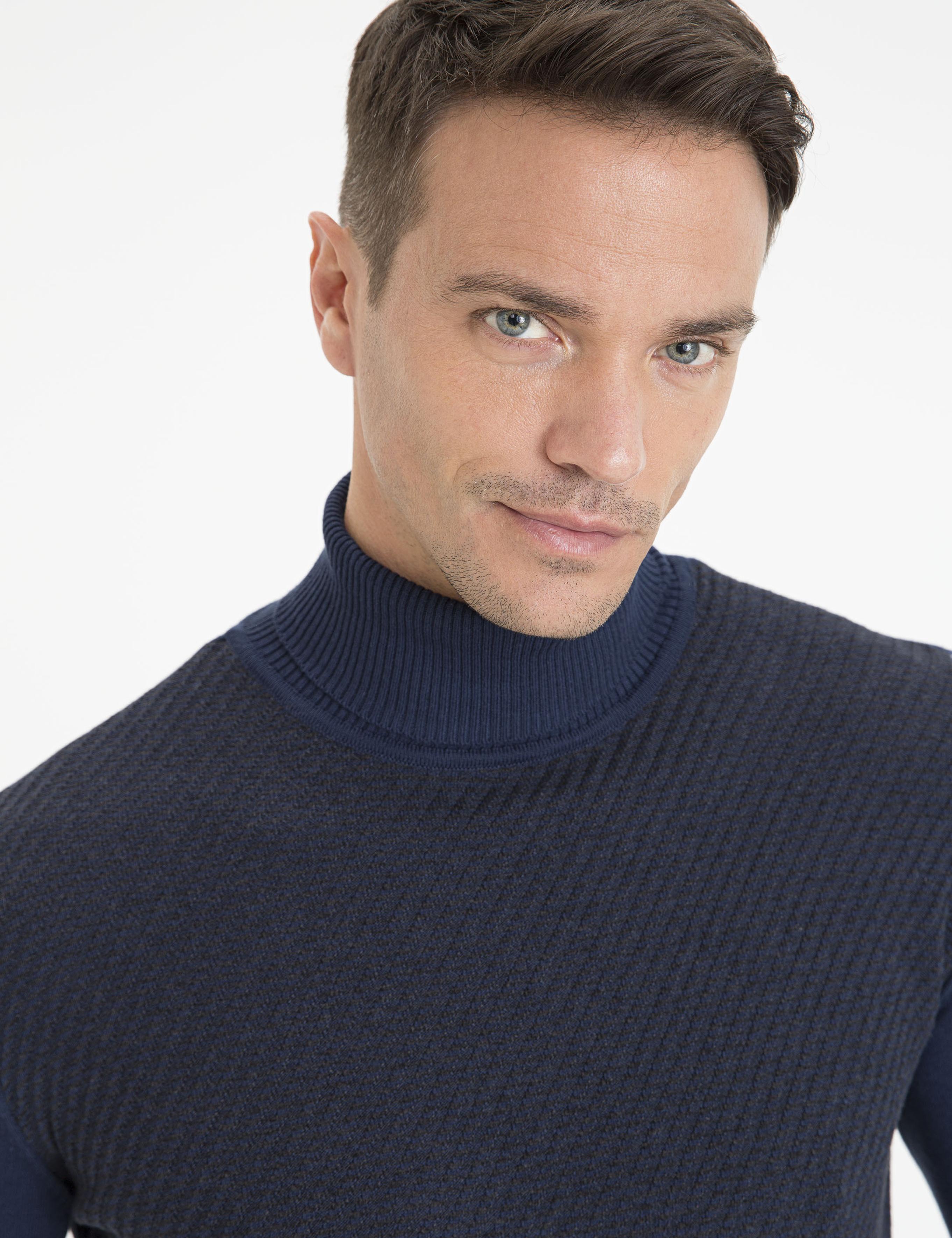 Lacivert Slim Fit Triko Kazak