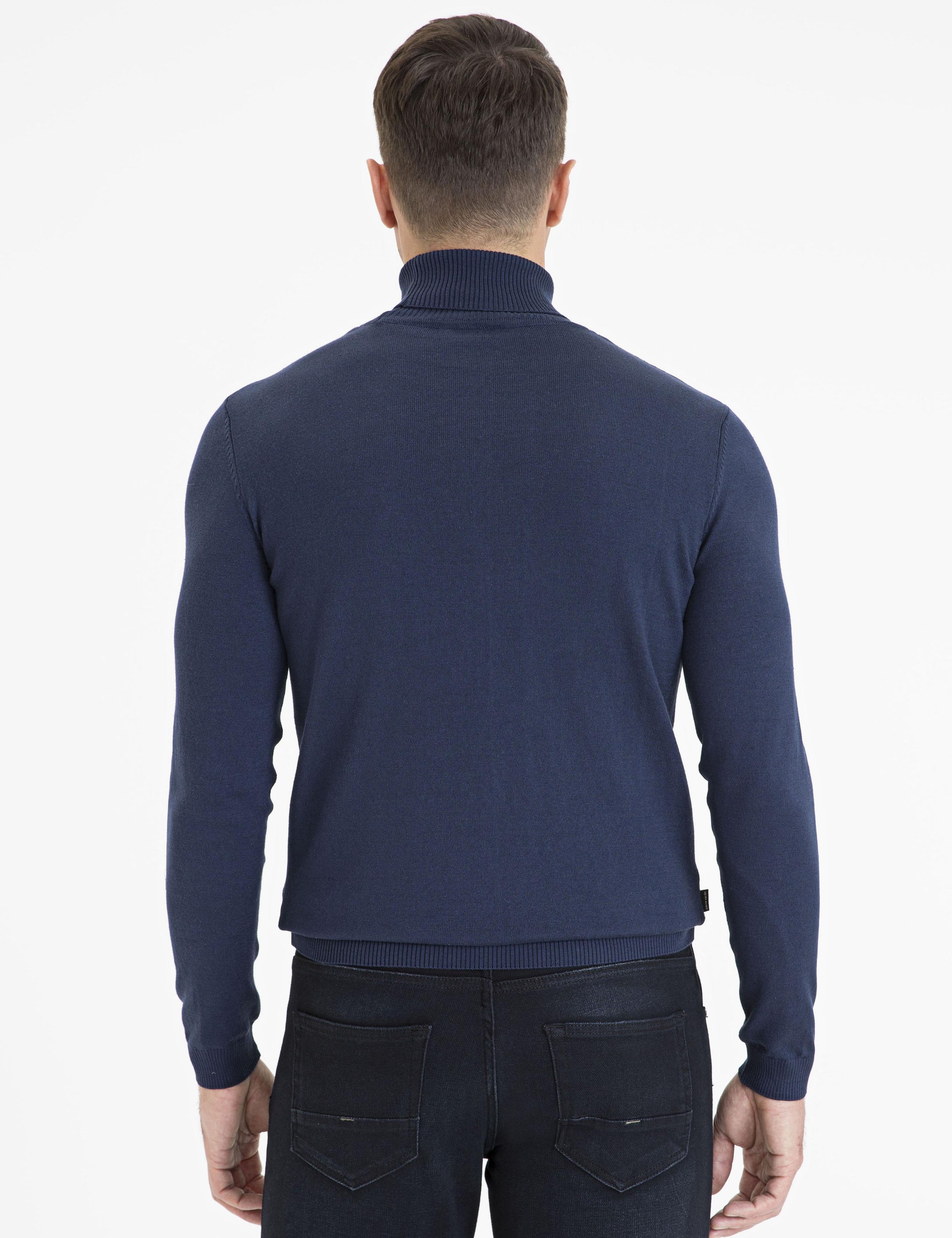 Lacivert Slim Fit Triko Kazak