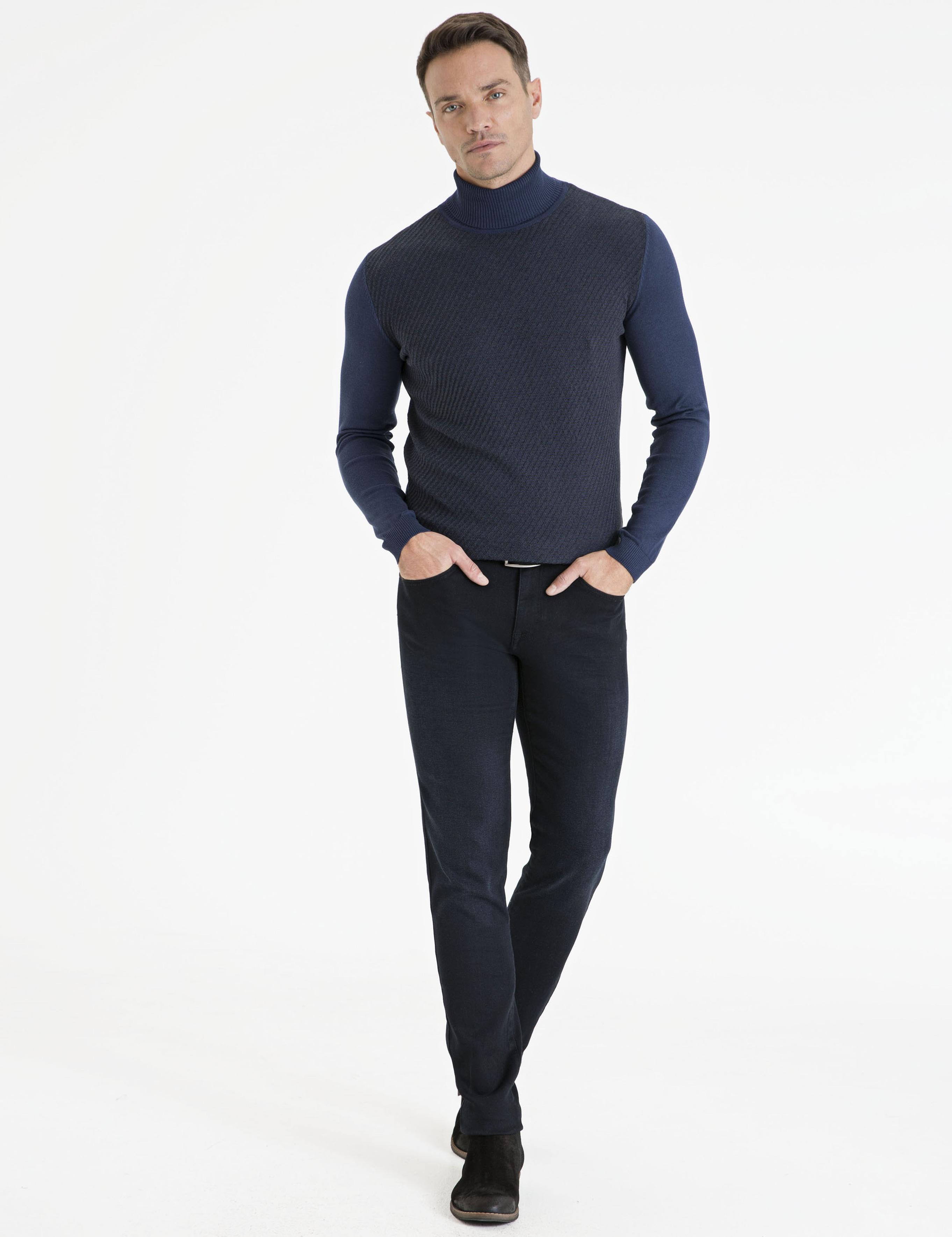 Lacivert Slim Fit Triko Kazak