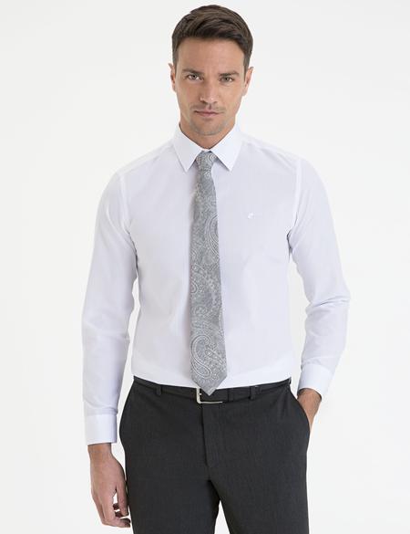 Beyaz Slim Fit Basic Gömlek - 50233539016