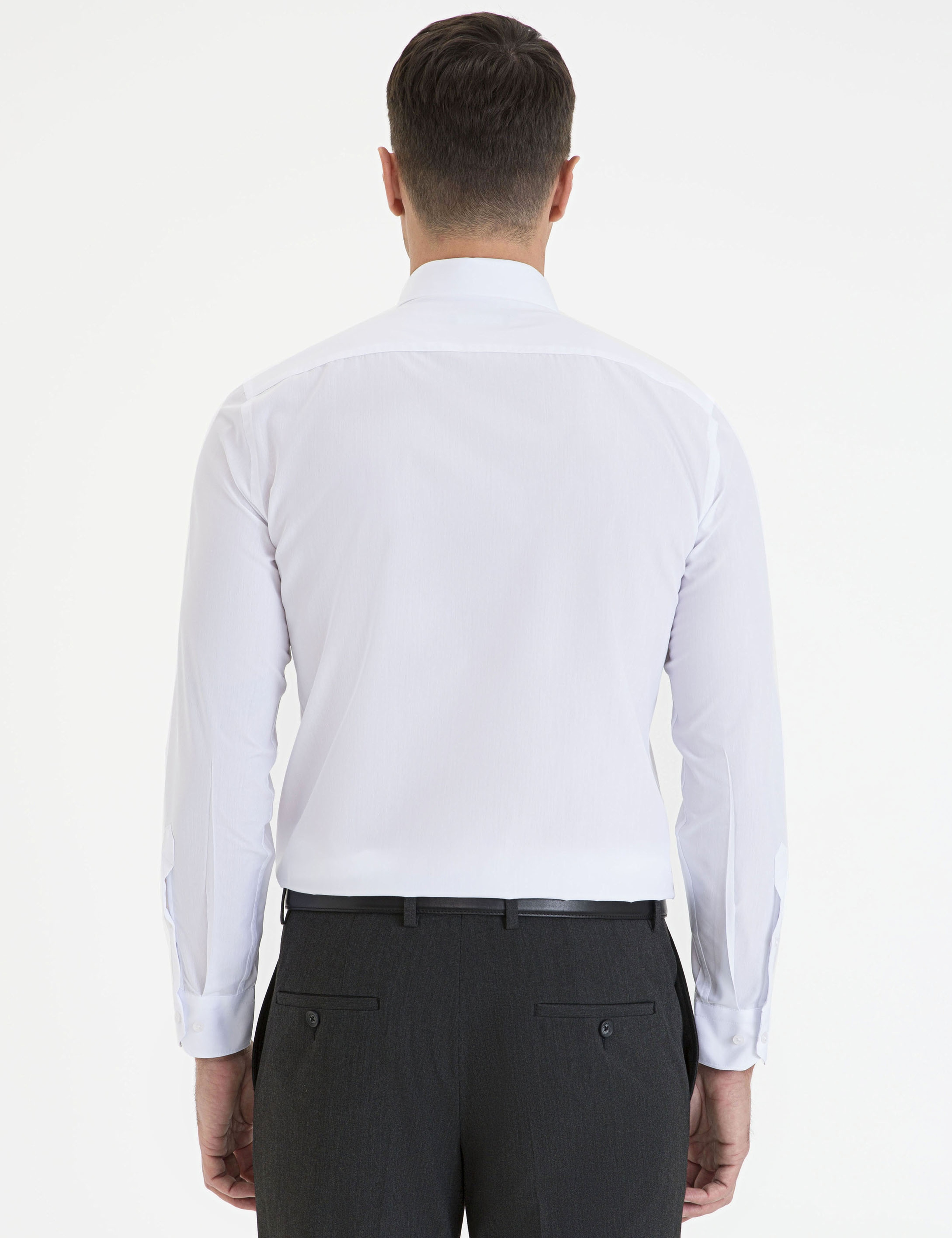 Beyaz Slim Fit Basic Gömlek - Image 3