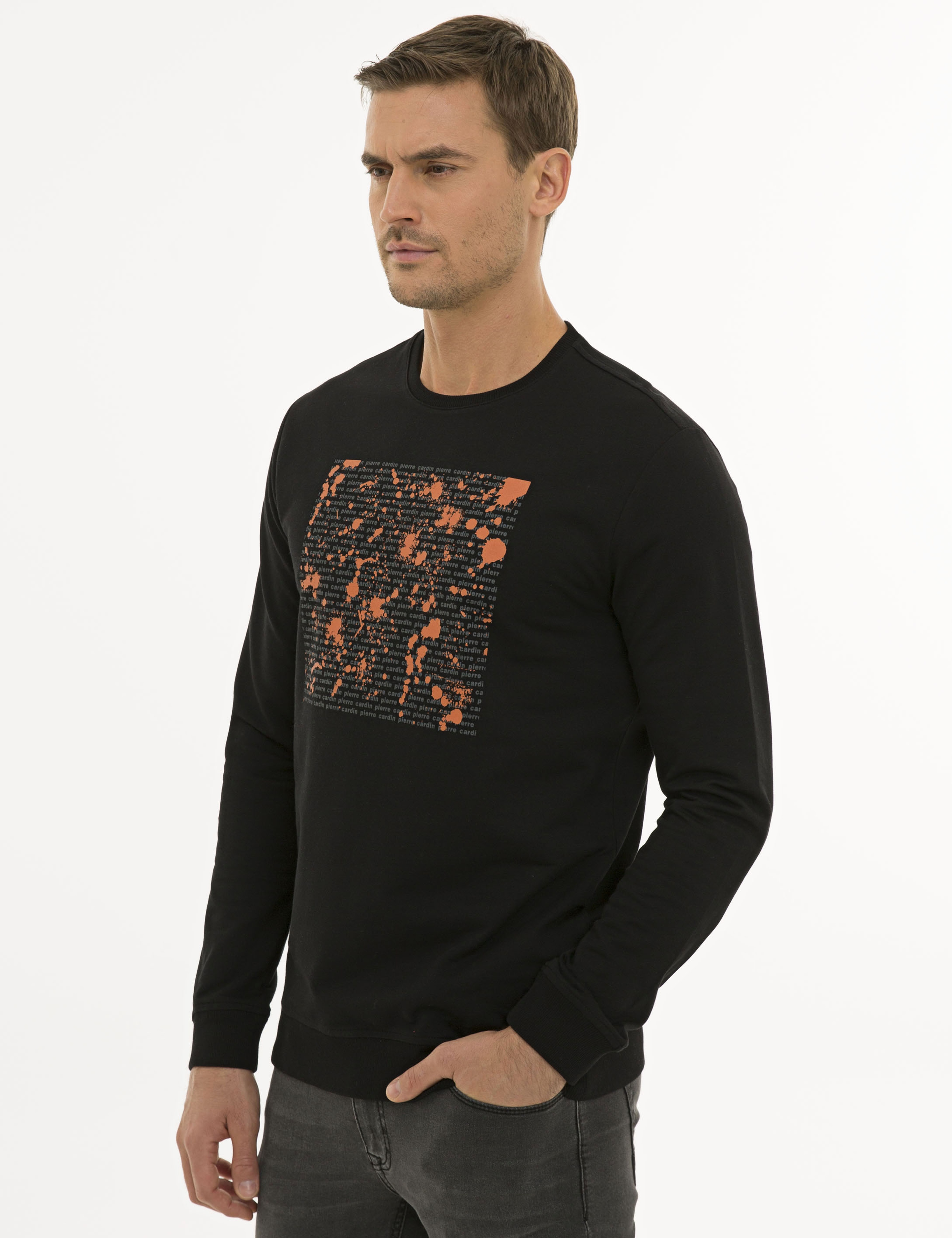 Siyah Standart Fit Sweatshirt - Image 3